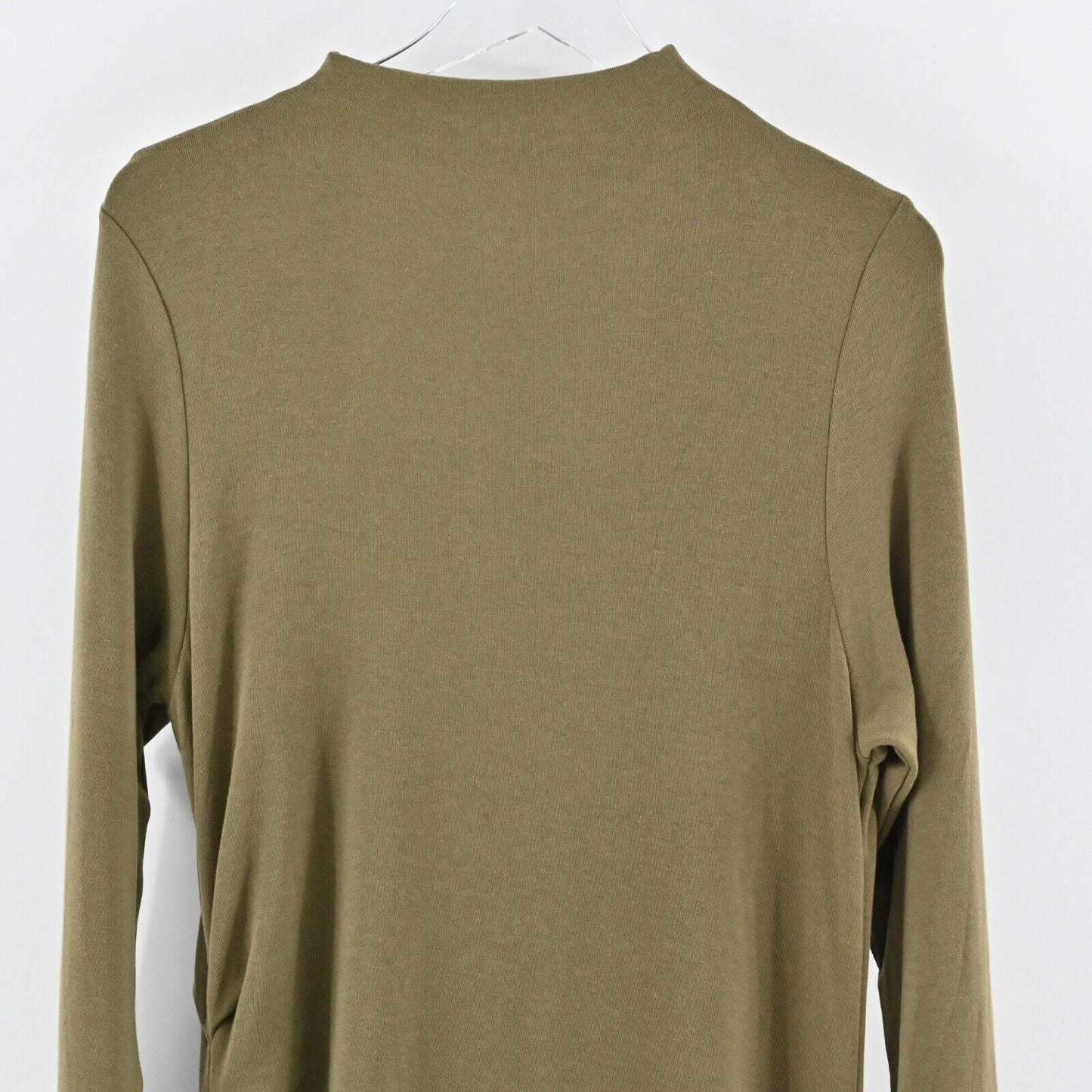 OGL Dress Size 2XL Green Heat Tech Mock Neck Long Sleeve Ruched Tucks Midi NEW
