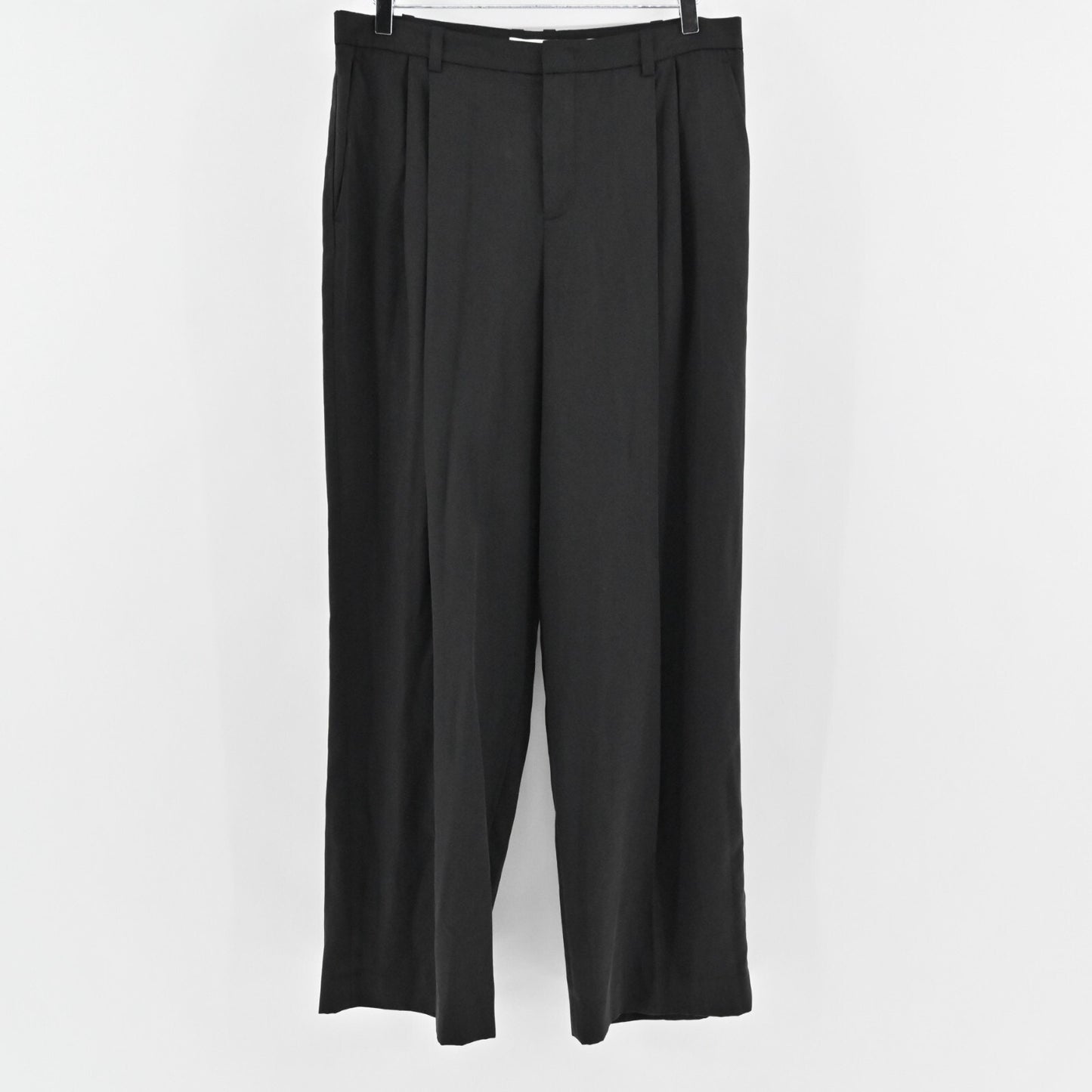 VINCE Pleated Pants Womens Sz 10 Solid Black Wide Leg High Rise Classic Trouser