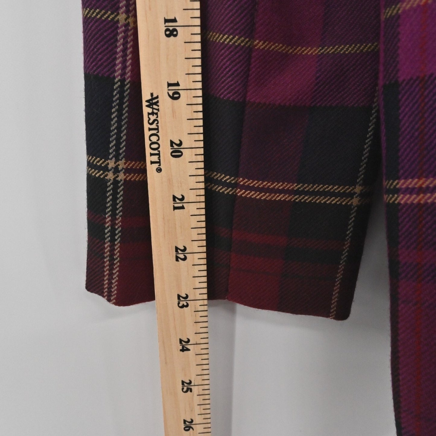 Vtg ELLEN TRACY Womens Wool Plaid Blazer Size 10 Purple Preppy Dark Academia Y2k