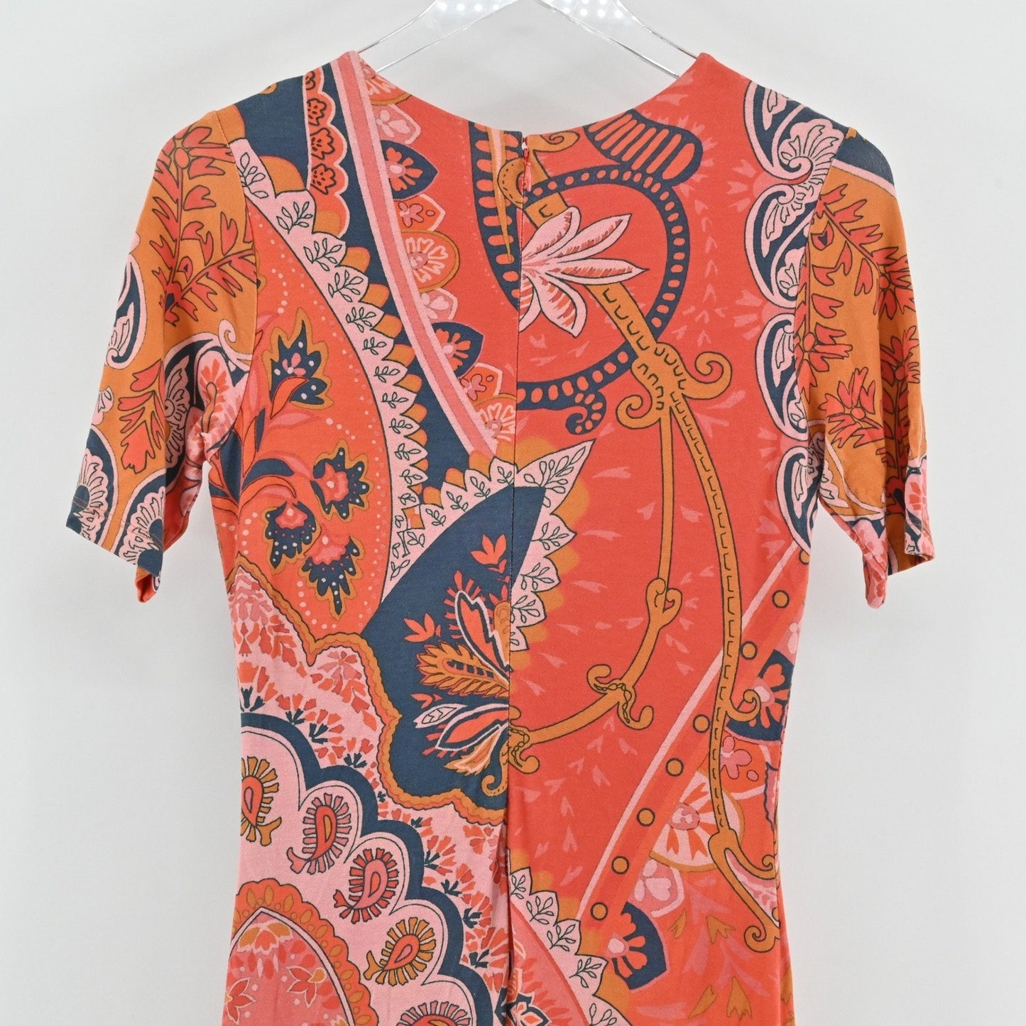 Anthropologie Farm Rio Giannina Knit Midi Dress Size S Bohemian Paisley Fitted