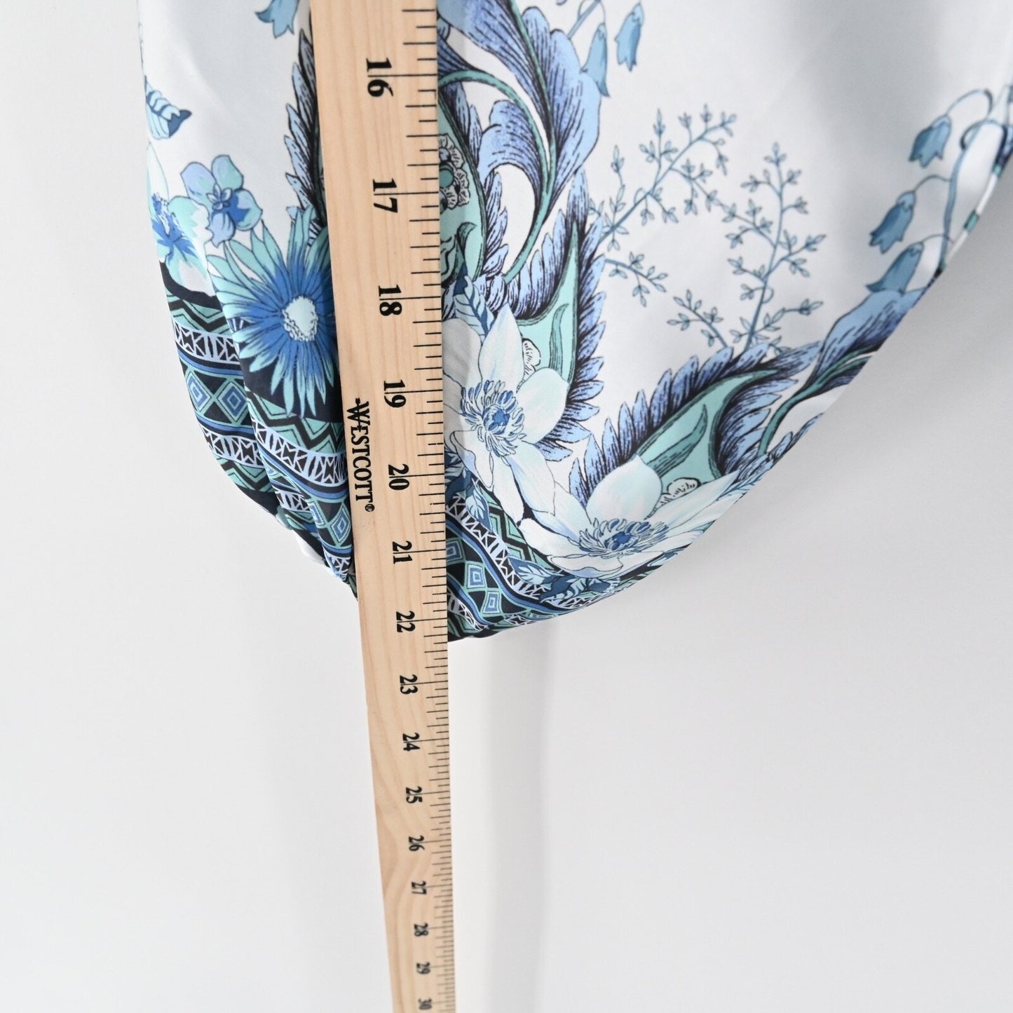 FATE Womens Billow Sleeve Blouse Top Sz S Blue Floral Tie Neck Button Boho Retro