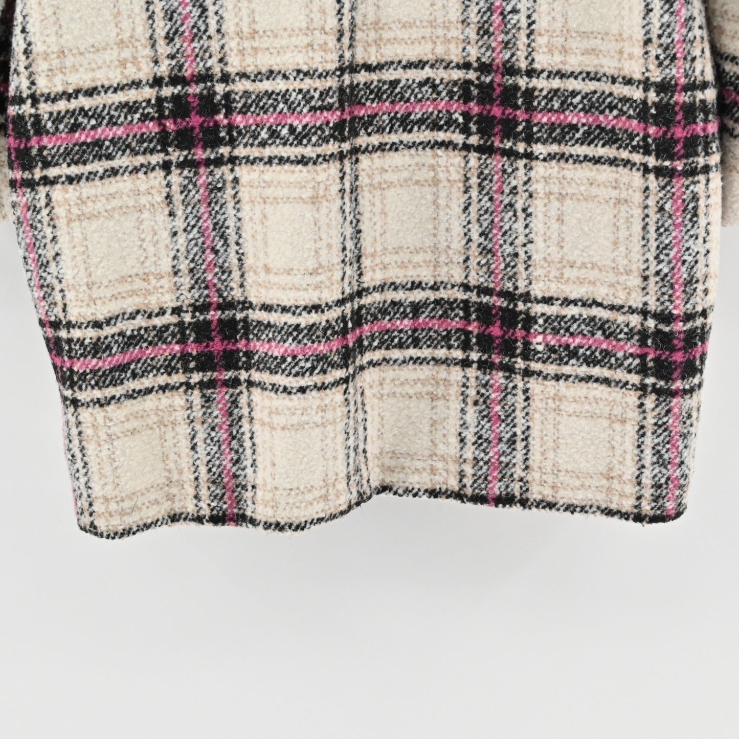Anthropologie Womens Plaid Jacket Size M Wool Blend Pink Beige Coat Elevenses