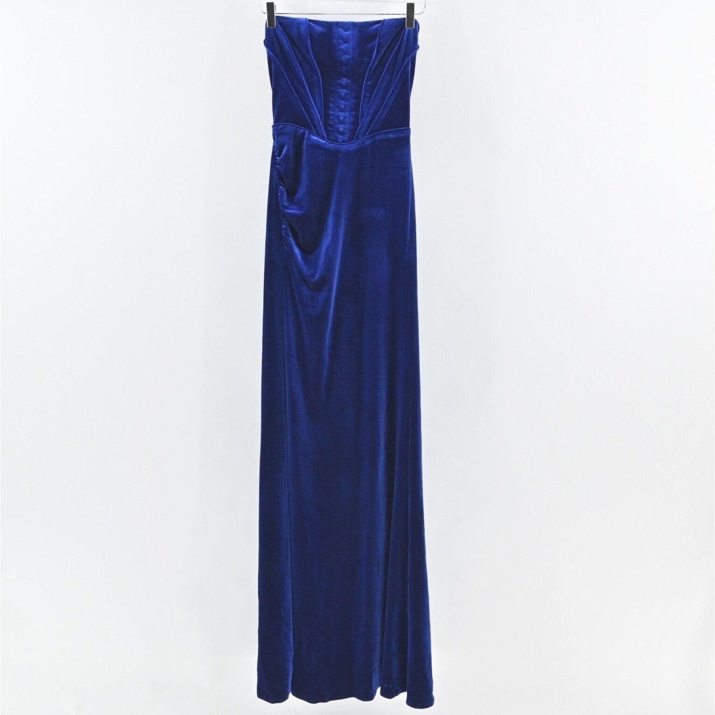 ABYSS by ABBY Velvet Blue Corset Dress Size S HOCO Strapless High Slit Maxi Gown