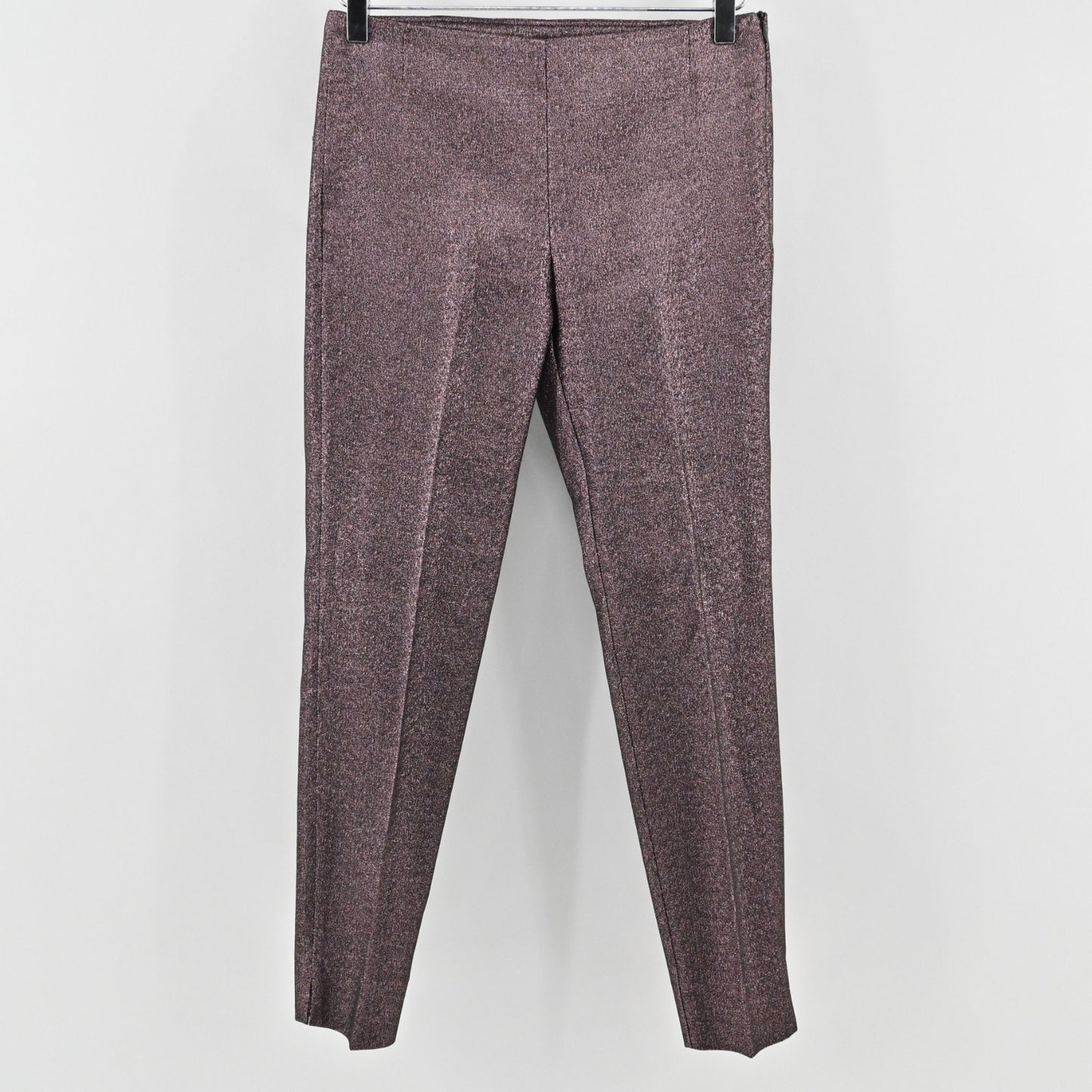 Maliparmi Womens Metallic Purple Straight Leg Pants Size 38 Mid Rise Casual