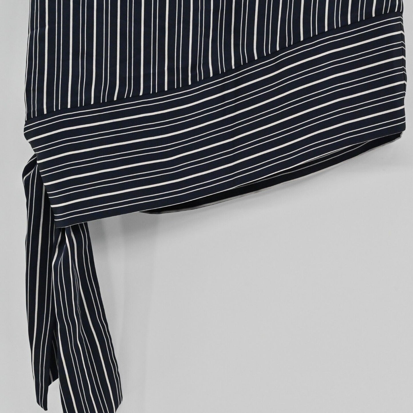JOA Skirt Womens Sz 8 Navy Blue White Striped Asymmetric Tie Corpcore Office NEW
