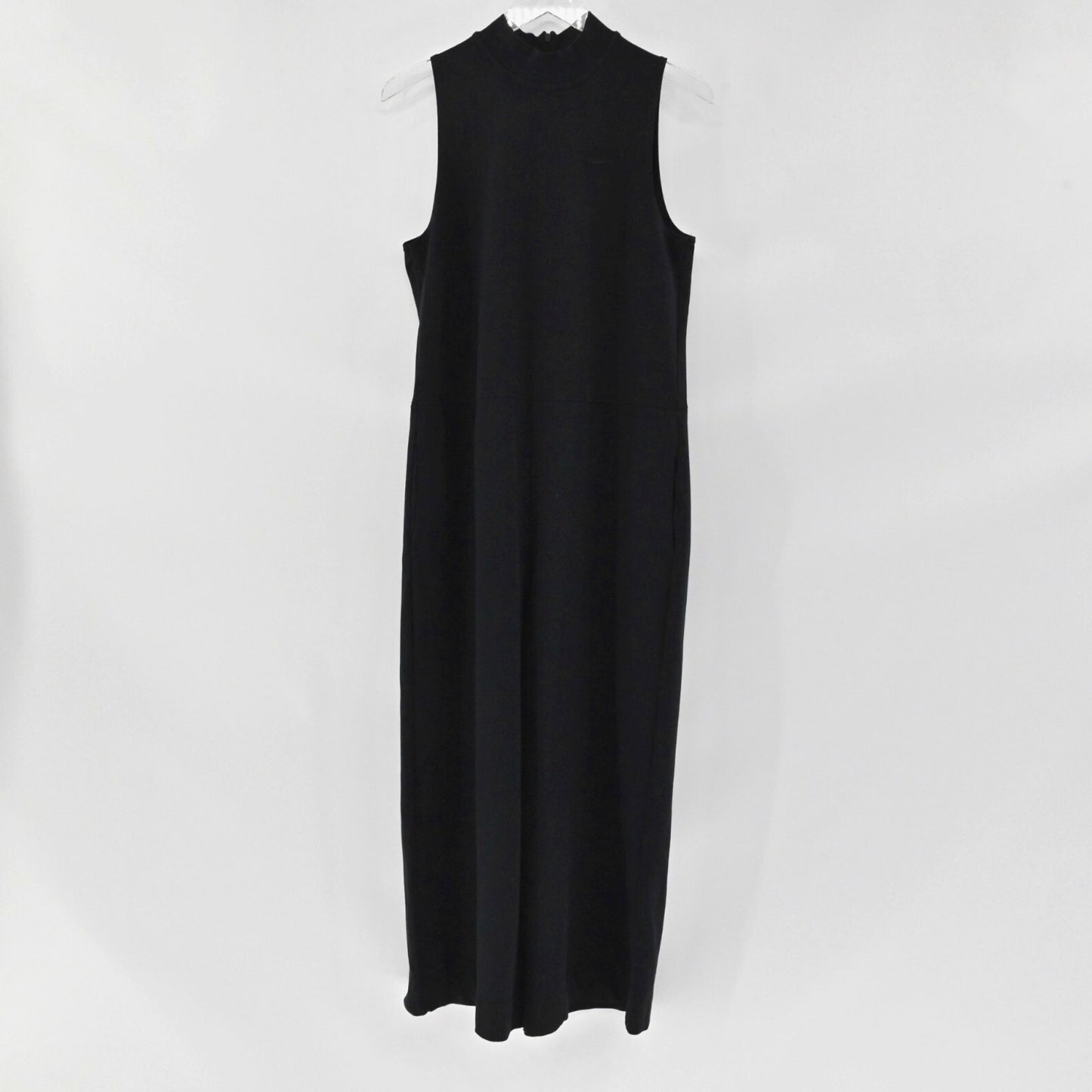 NIKE Womens Black Jumpsuit Size L Logo Cotton Sleeveless Mock Neck Crop Wide Leg
