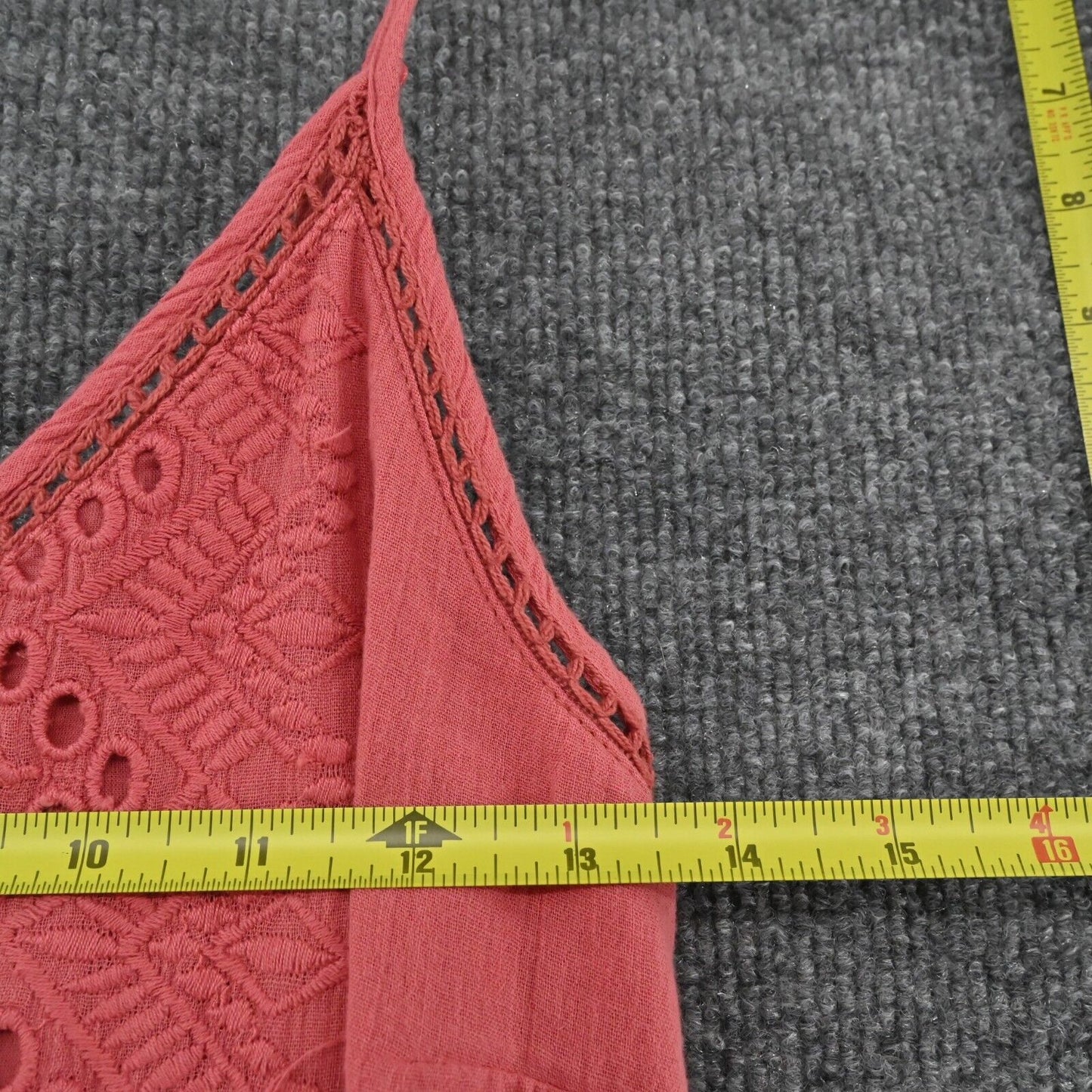 HOUSE OF HARLOW Dress Womens Size XS Coral Embroidered Eyelet Ruffle Tank Cotton