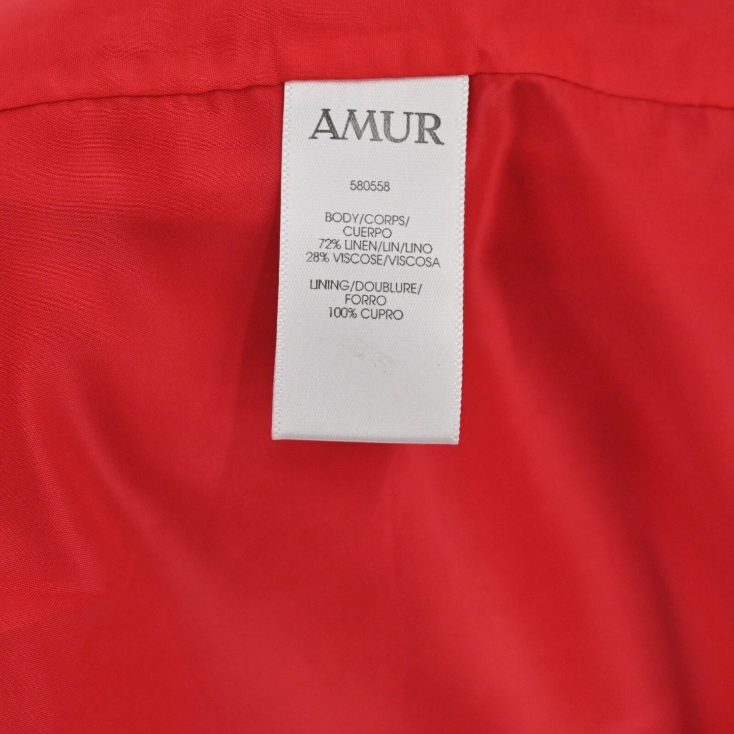AMUR Ashley Dress Size 2 Linen Pink Satin Ruffle Wedding Guest Feminine Romantic