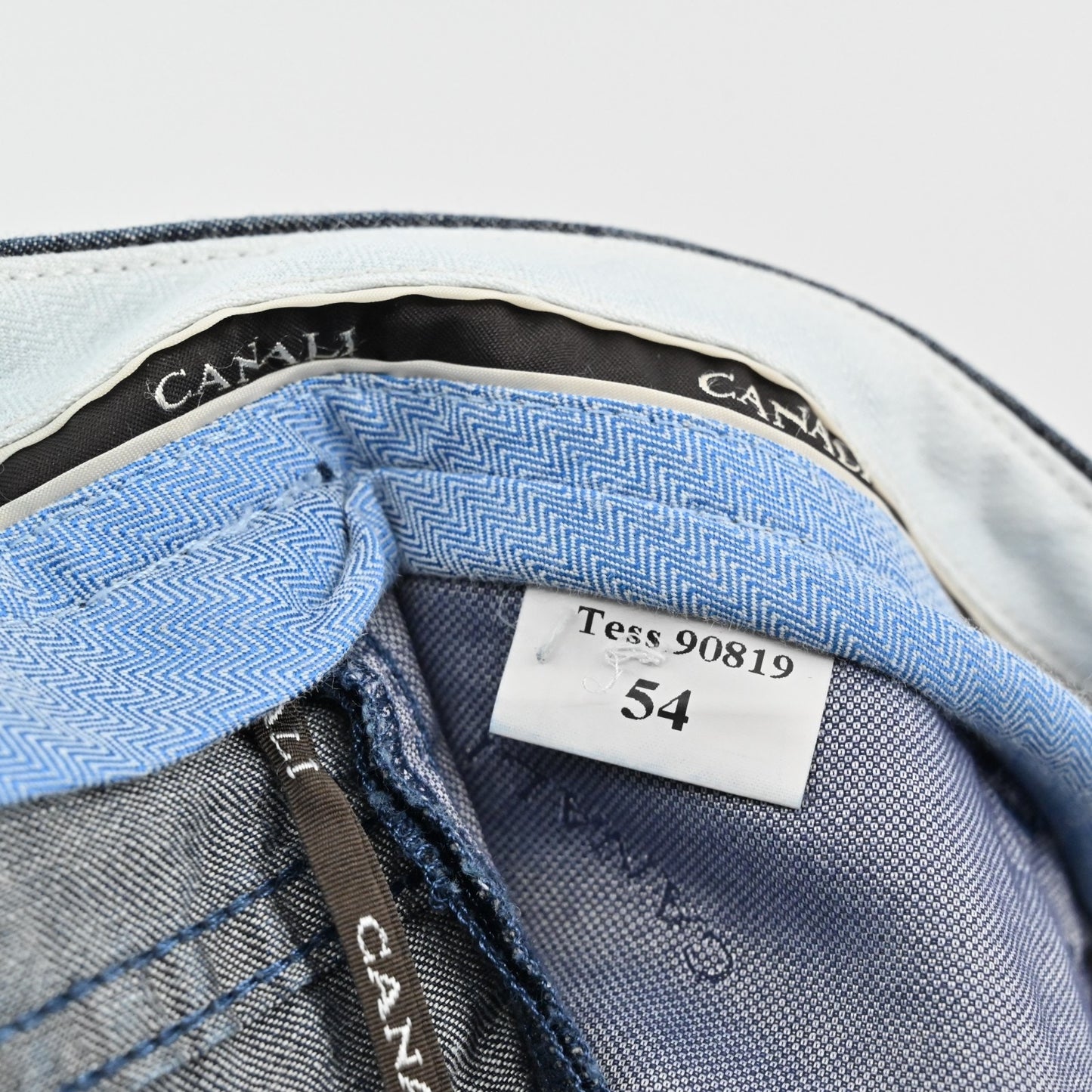 Canali Womens Trousers Size 54 Dark Chambray Classic Tapered Pants Made Italy