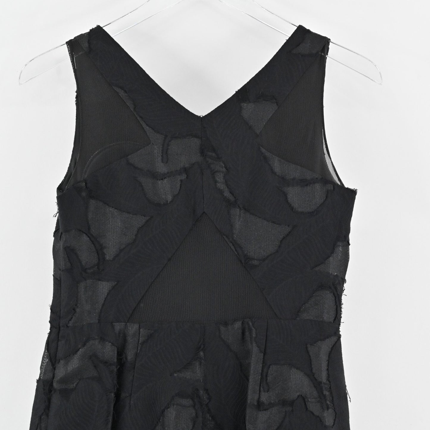 VERA WANG Dress Size 4 Black Sleeveless VNeck Burnout Organza Lace Maxi Gown