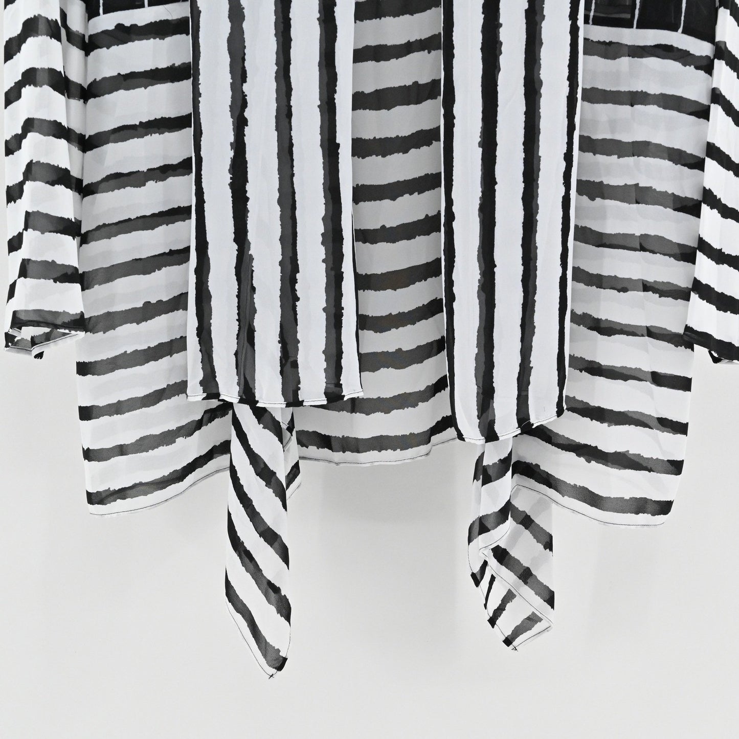 Zandra Rhodes Striped Sheer Duster Cardigan Size S Black White Kimono Festival