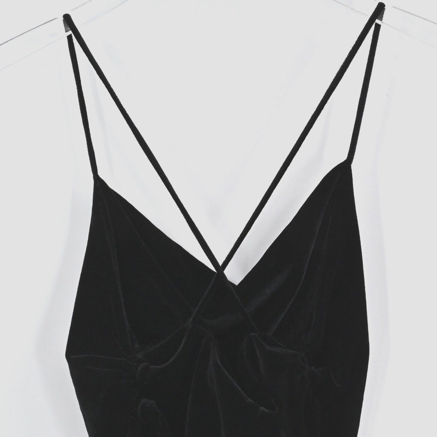 ZARA Dress Womens Size Small Black Strappy Halter Mini Velvet Cowl Cinched Sides