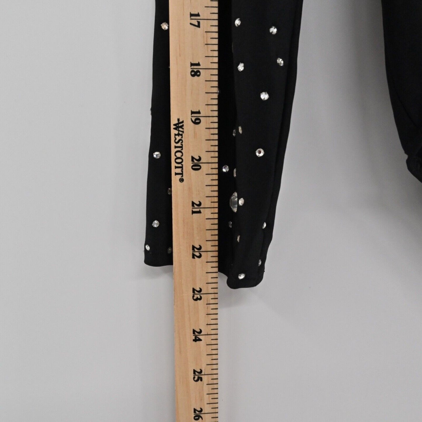 VINTAGE Bodysuit Womens Size 8 Black Rhinestone Mock Neck Long Sleeve Dance Glam