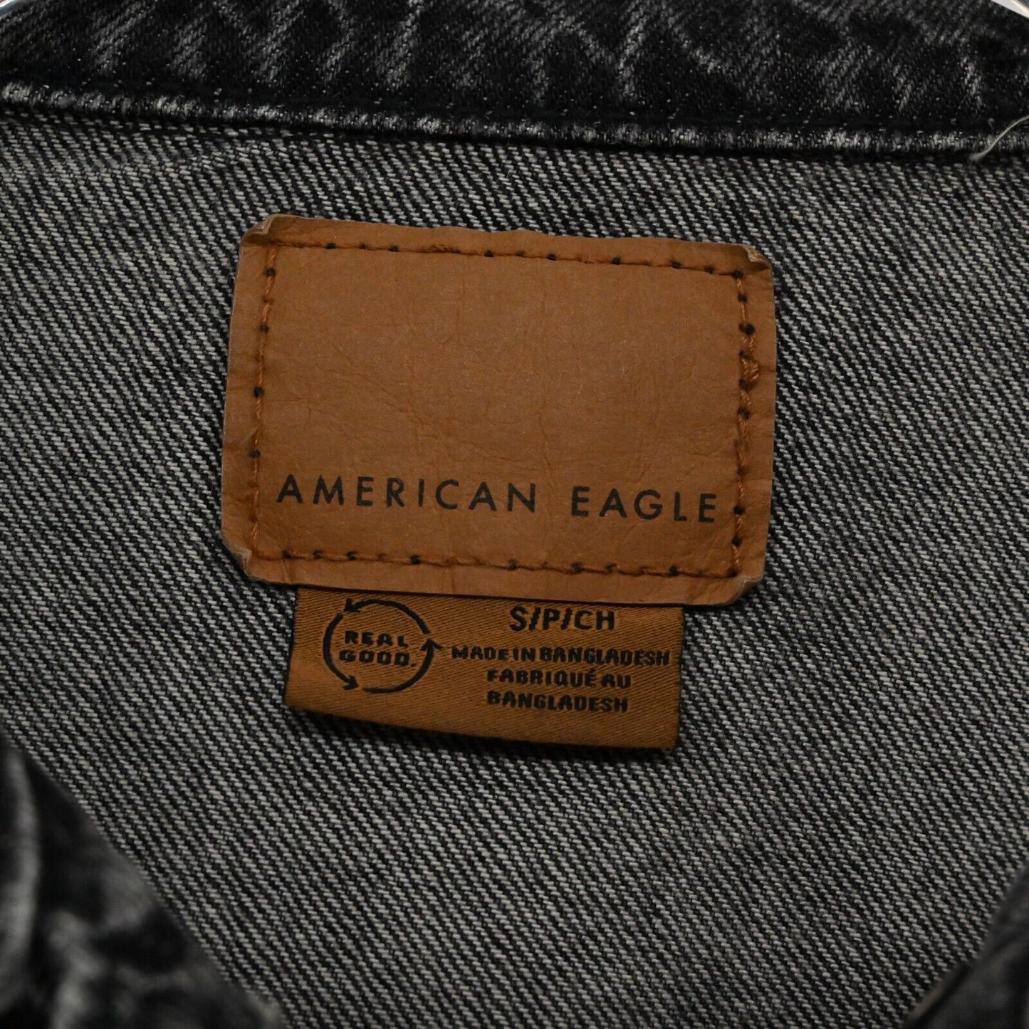 AMERICAN EAGLE Jacket Womens Size Small Black Wash Long Sleeve Cropped Denim