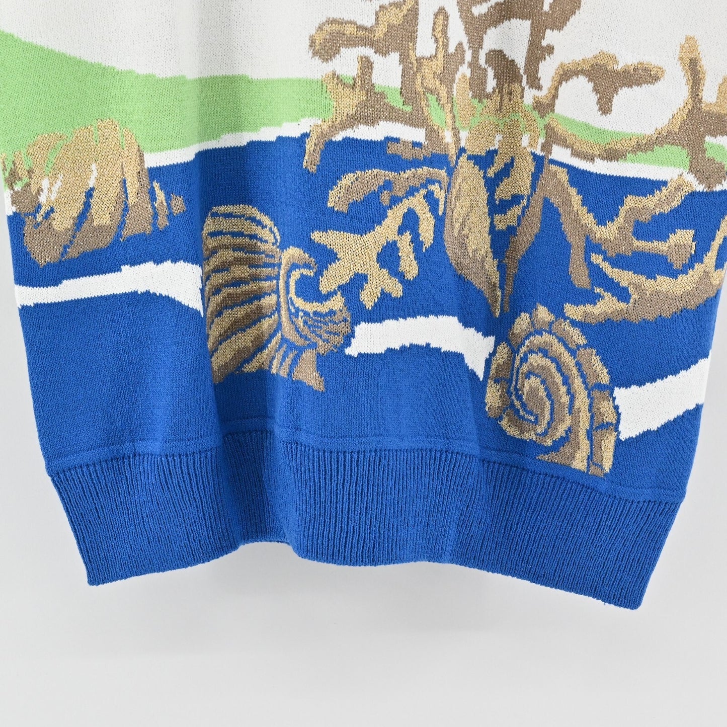 ST JOHN Sweater Womens Size MP Santana Knit Wool Blend Nautical Ocean Dog Show