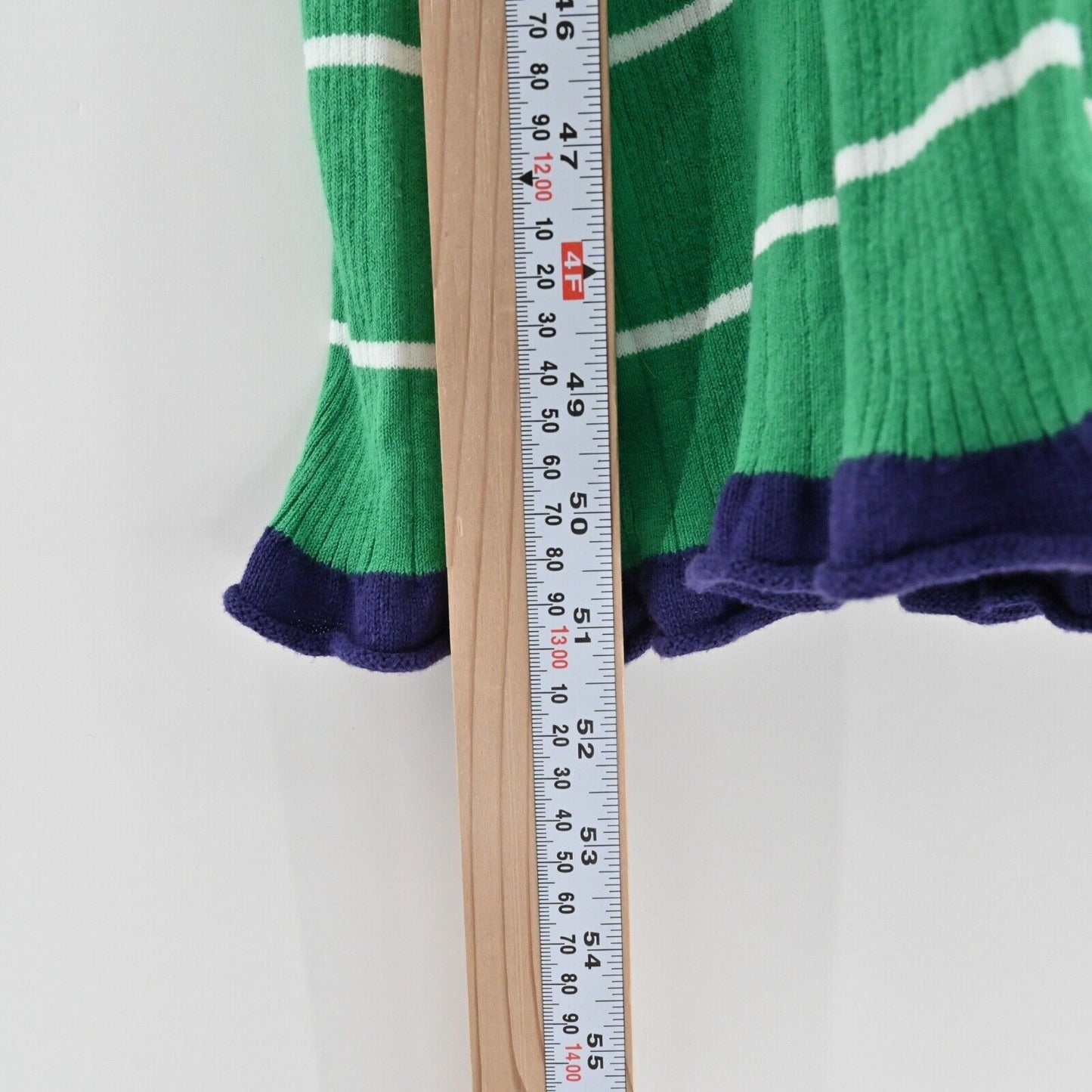 ANTHROPOLOGIE Dress Size XL Green Stripe Cotton Knit Ruffle Midi DAILY PRACTICE