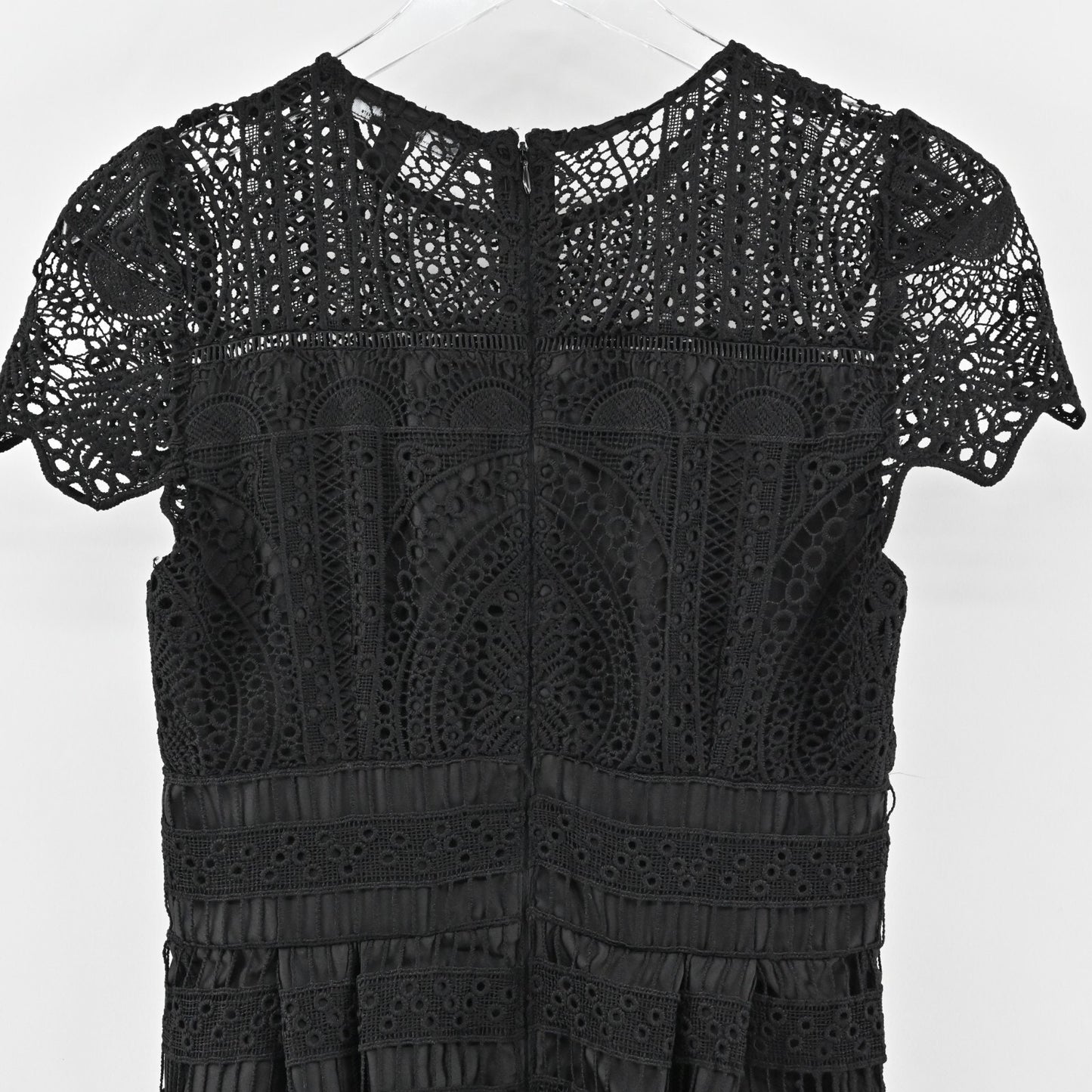 WHBM Dress Size 2 Black Embroidered Lace Fit Flare Whimsigoth Victorian Office