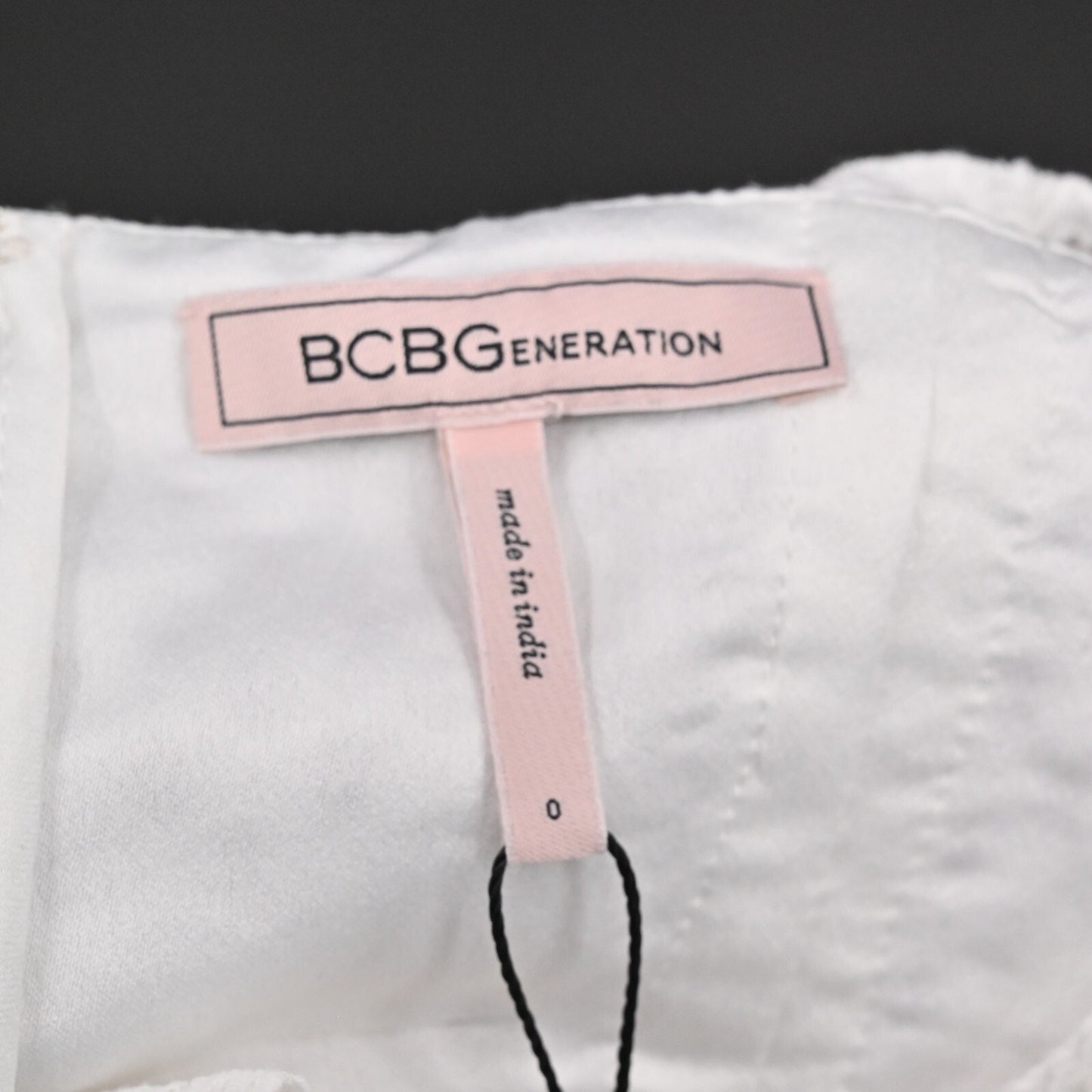 BCBGENERATION Dress Size 0 White Eyelet Cotton Skater Tie Shoulders Bridal NEW