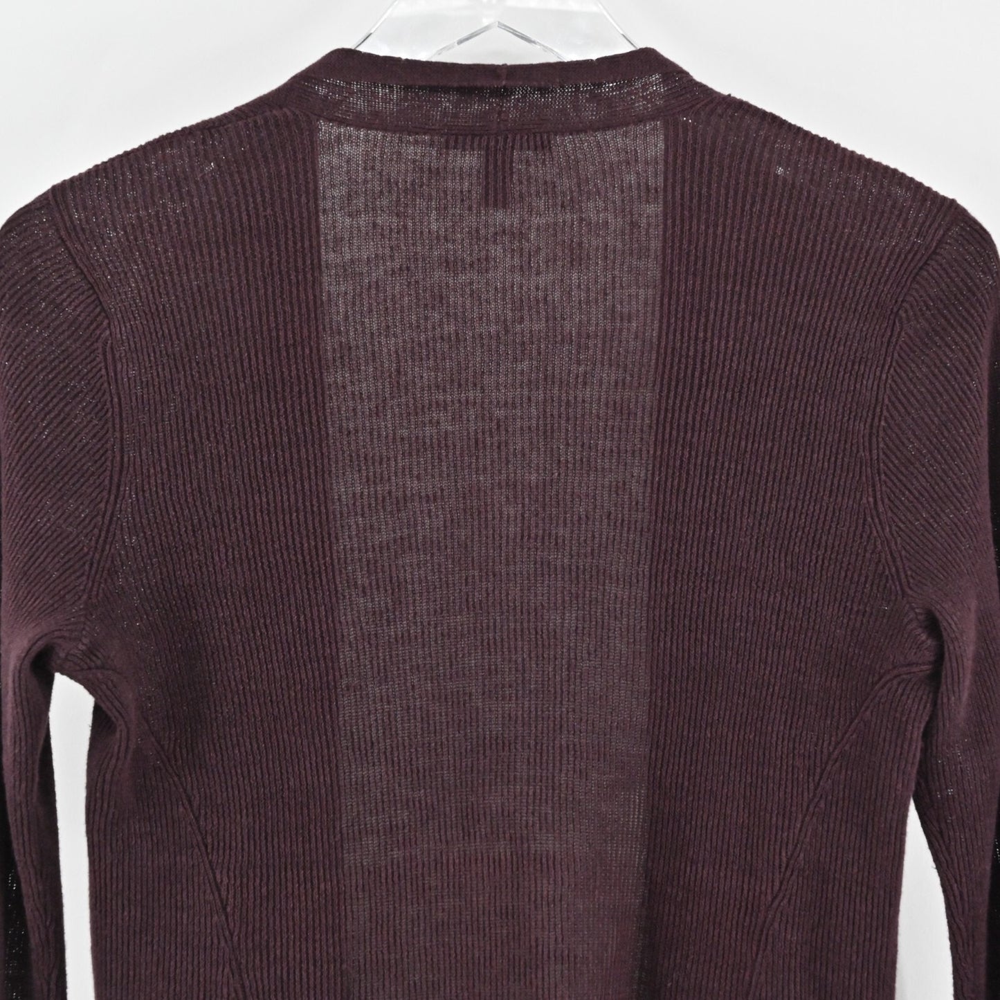 EILEEN FISHER Cardigan Sweater Womens Size PP Dark Burgundy Organic Linen Knit