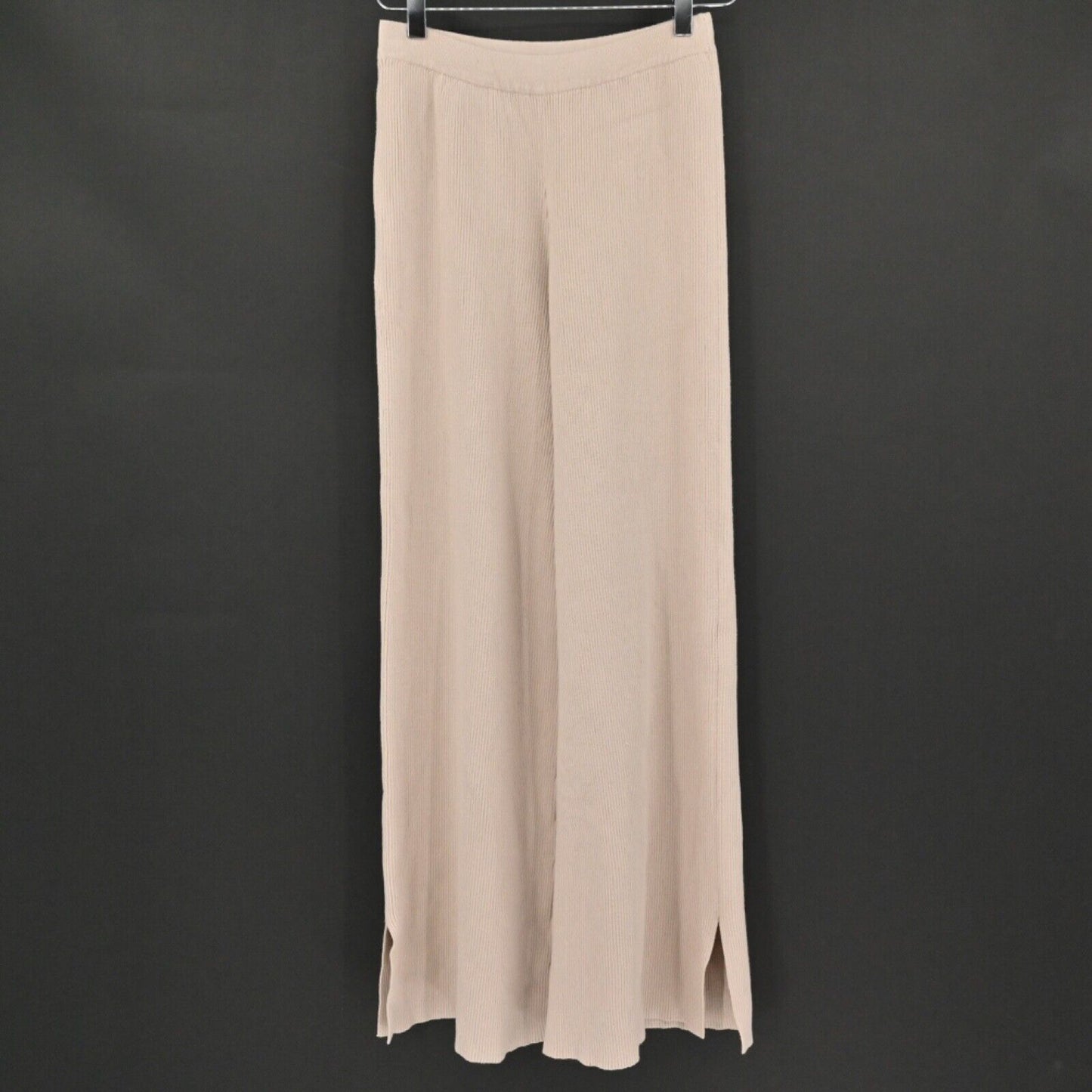 VEILED Pants Womens Size XS Beige Remy Ribbed Knit Elastic High Rise Wide Leg