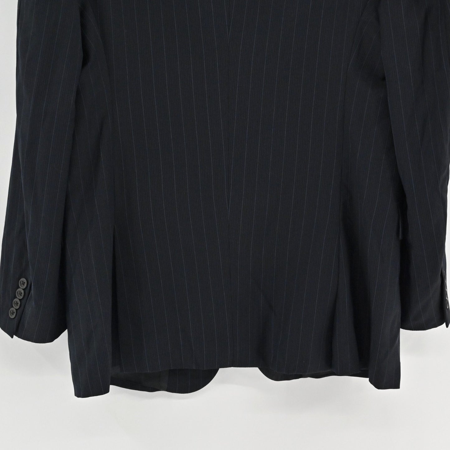 Vtg BURBERRY Mens Pinstripe Blazer Size 42R Wool Sport Coat Black Union Made 90s