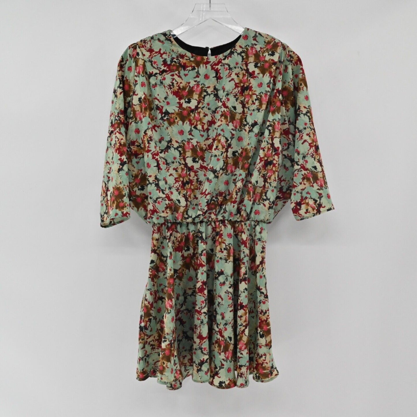 ZARA Dress Womens Size XS Floral 3/4 Sleeve Structured Blouson Mini Retro Twee