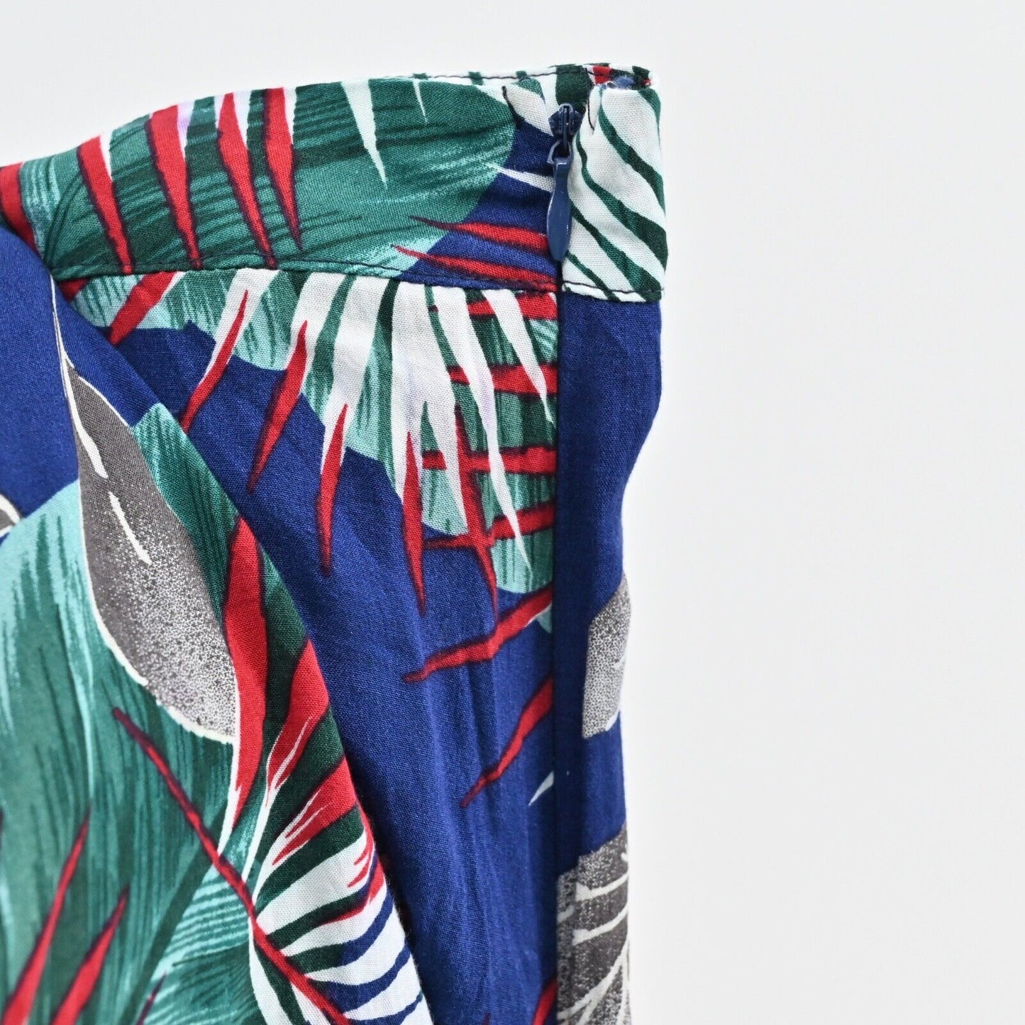 THE SANG Pants Womens Size M Blue Tropical Print High Rise Wide Leg Beach Boho