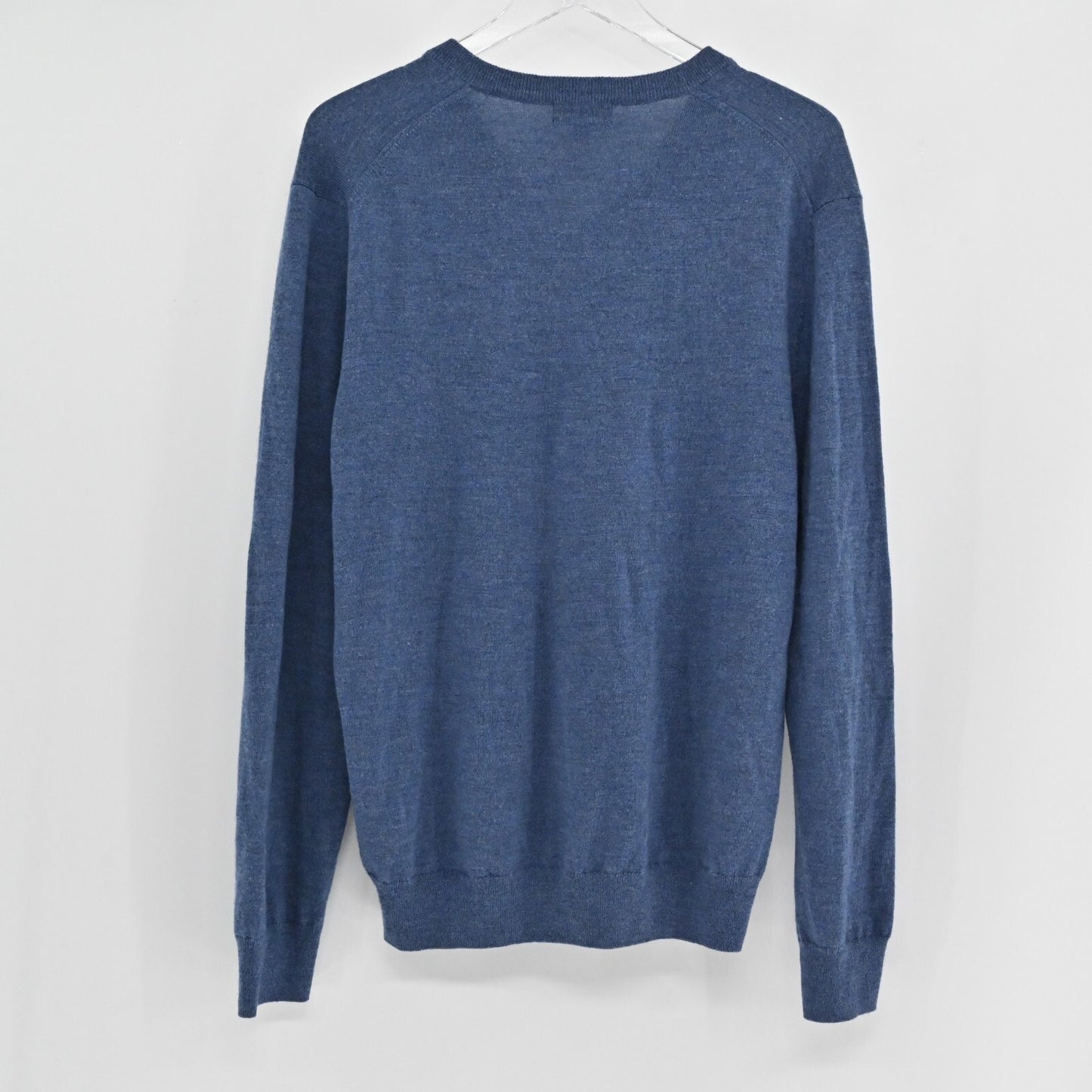 BROOKS BROTHERS Mens Merino Wool Sweater Sz L Blue Pullover V Neck Knit Academia