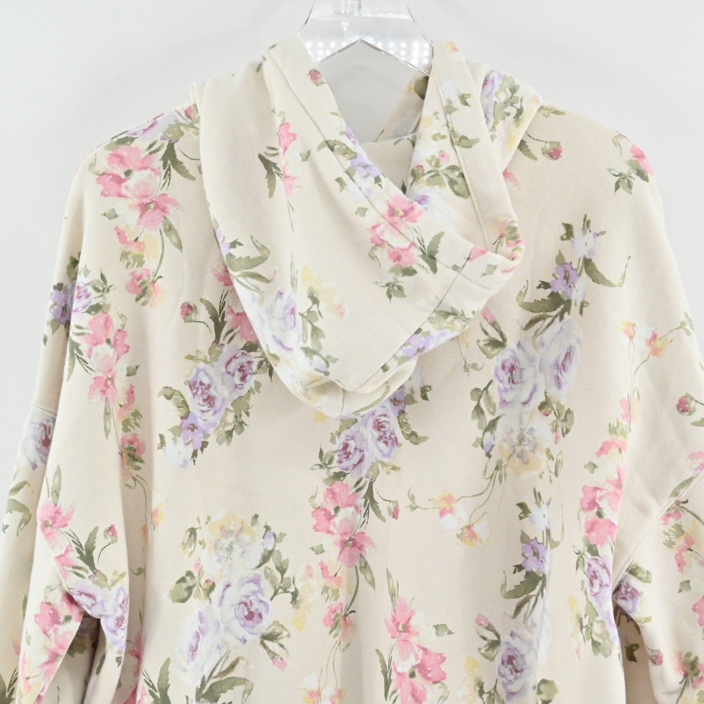 GAP LoveShackFancy Floral Hoodie Womens Size M Cropped Sweatshirt Logo Pullover