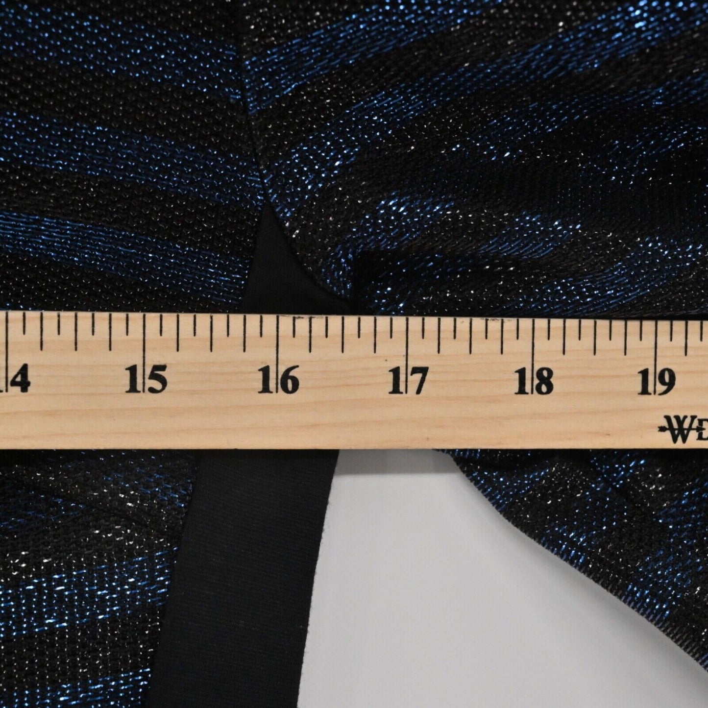 TRINA TURK Dress Womens Sz 6 Metallic Black Blue Stripe Scoop Neck Mini Sweater