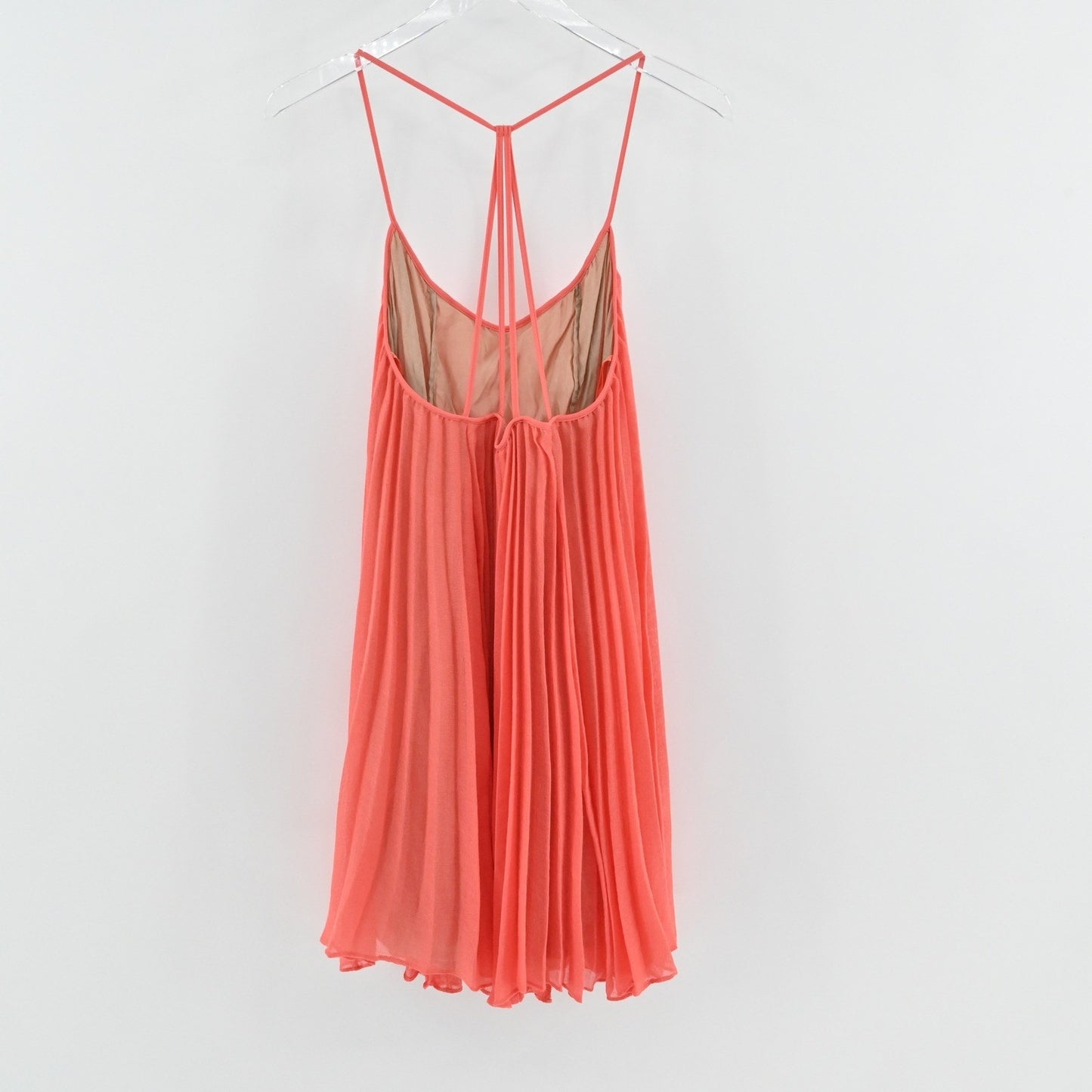 BCBGMAXAZRIA Gisselle Pleated Mini Dress Size XS Coral Sleeveless Bohemian NEW
