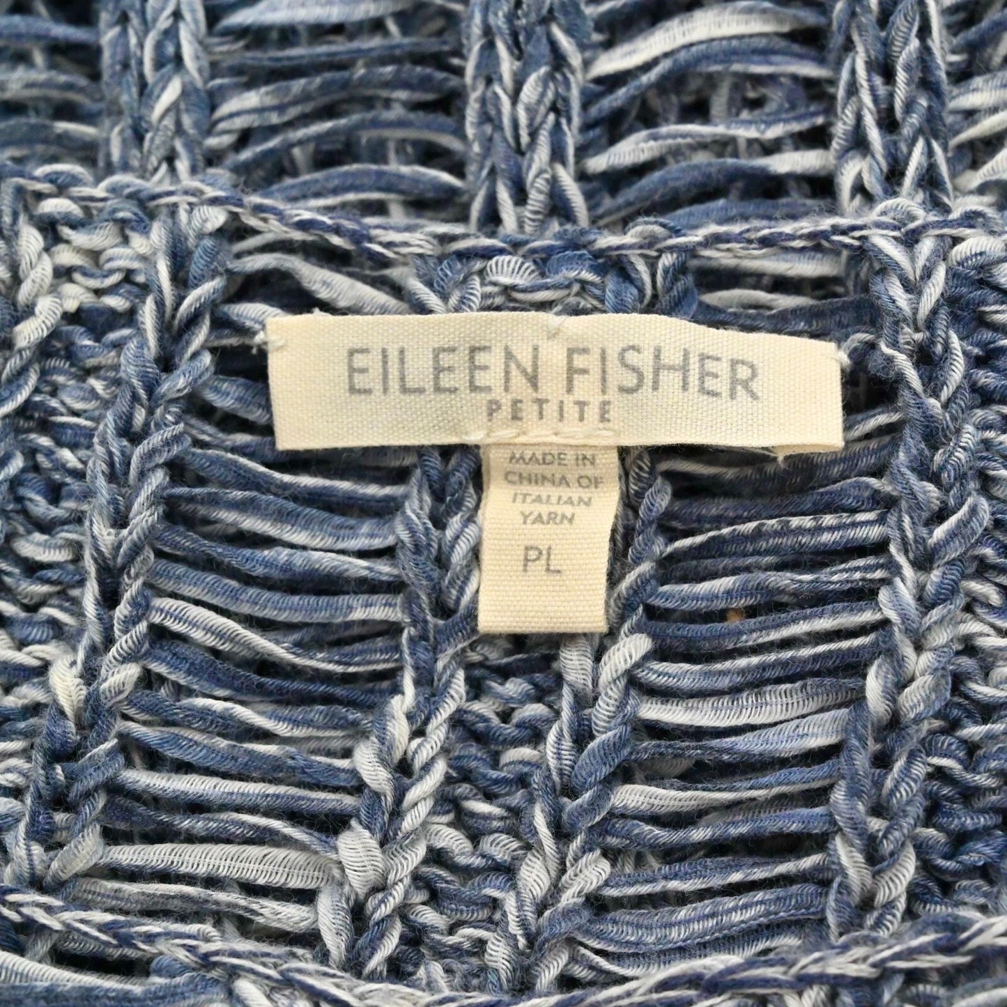 EILEEN FISHER Womens Blue Knit Sweater Size PL Wonder Ladder Pullover Boatneck