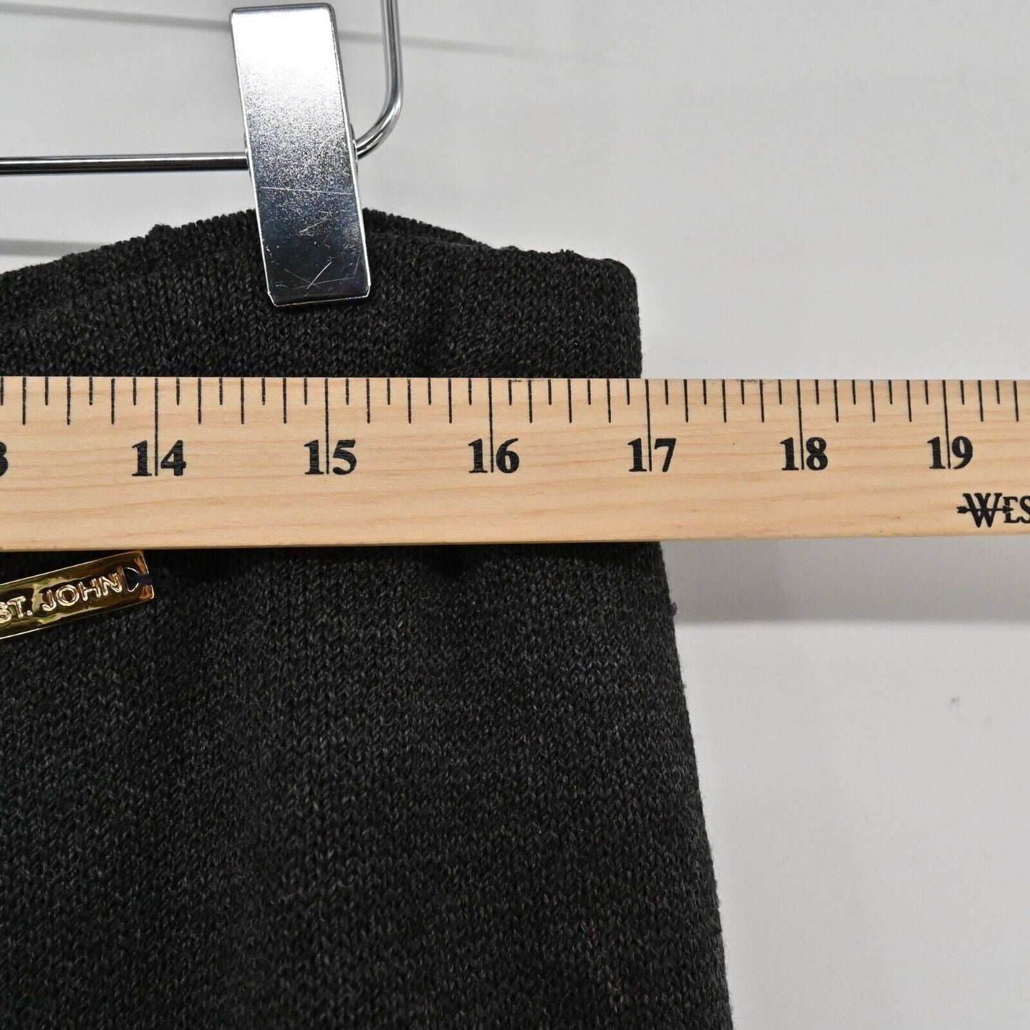 ST JOHN Pants Womens Sz M Sport Slate Grey Solid Santana Knit Pull On High Rise