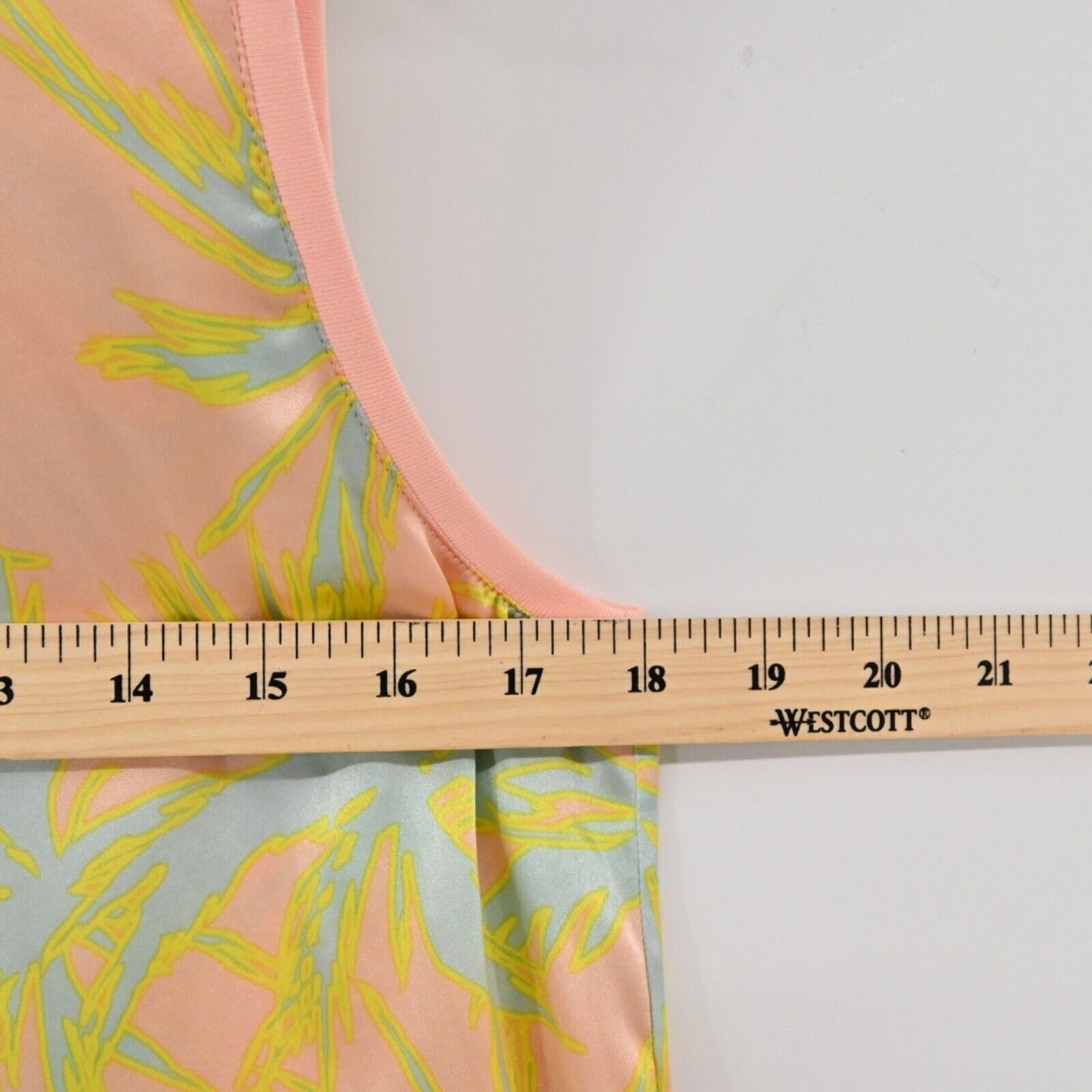 ATM Top Womens Sz M Pink Tropical Palm Print Crew Neck Silk Charmeuse Tank Retro