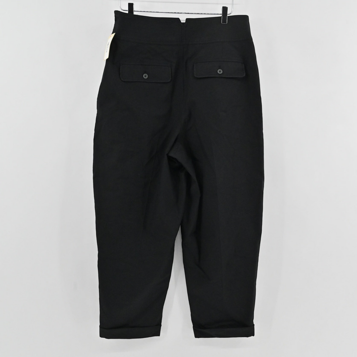 Lynn's Closet Boutique Tanya Taylor black high-waisted sailor pants with back flap pockets and cuffed hems
