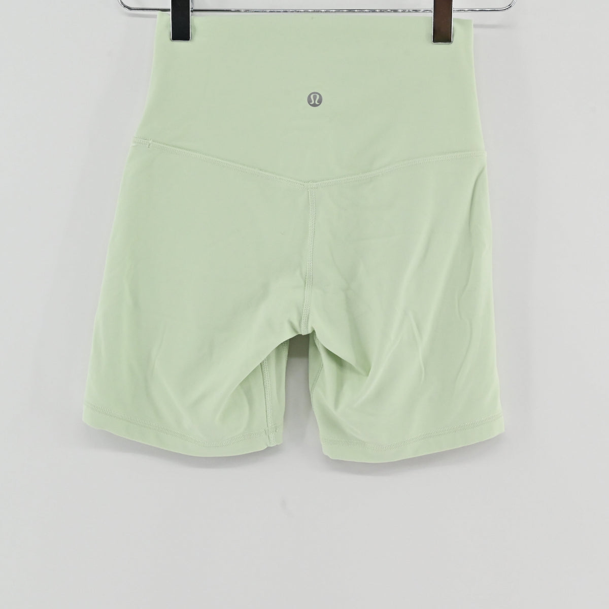 Lynn's Closet Boutique mint green Lululemon Align high-rise 6-inch shorts in buttery-soft Nulu fabric, back view.