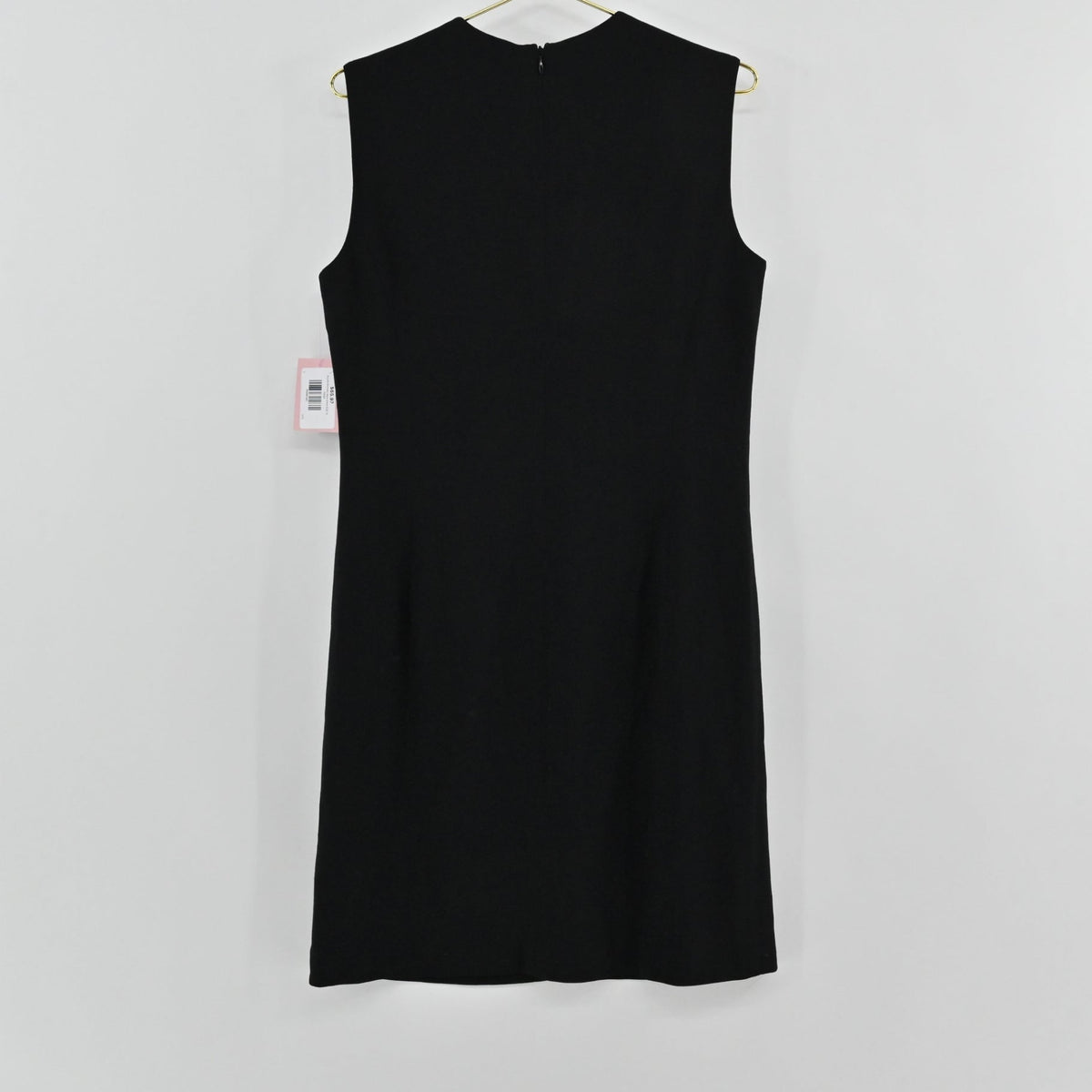 Lynn's Closet Boutique Brooks Brothers sleeveless black sheath dress with a crew neckline, back view.