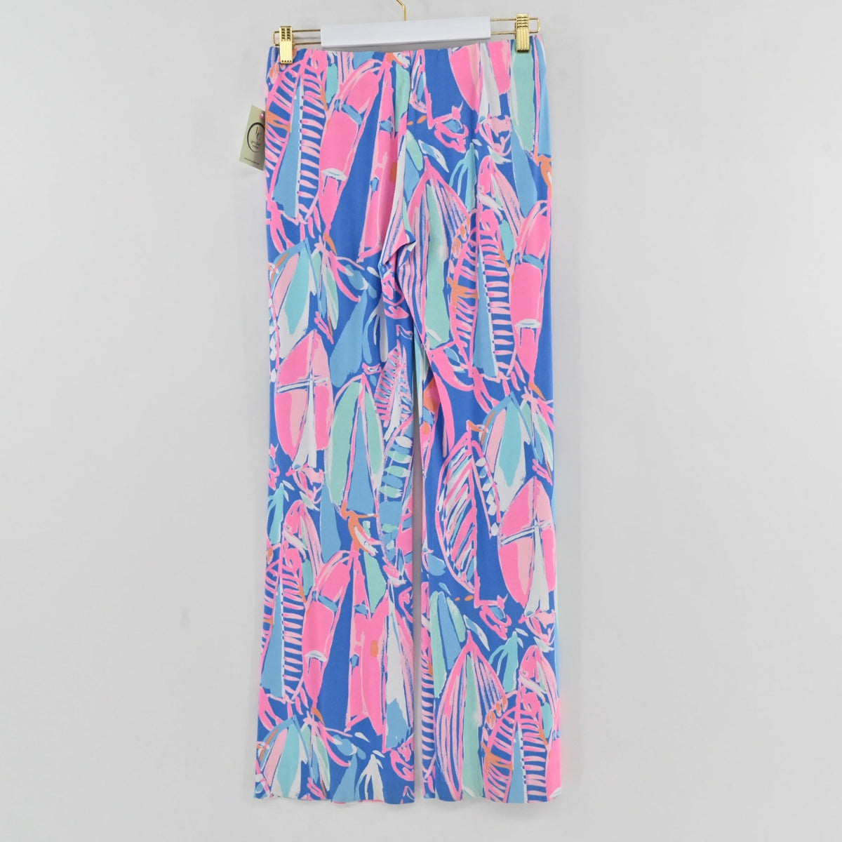 Lynn's Closet Boutique Lilly Pulitzer Georgia May palazzo pants in blue, pink, and teal Out To Sea print