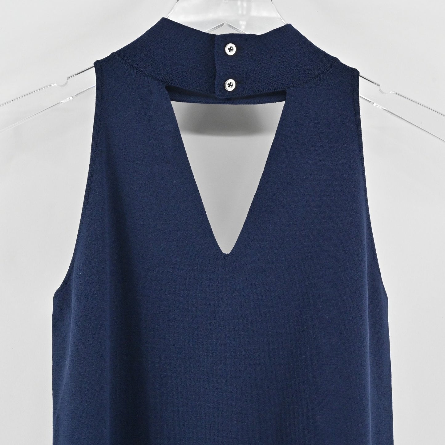 Milly Womens Navy Blue Knit Top Size XS VNeck Collar Sleeveless Stretch Blouse