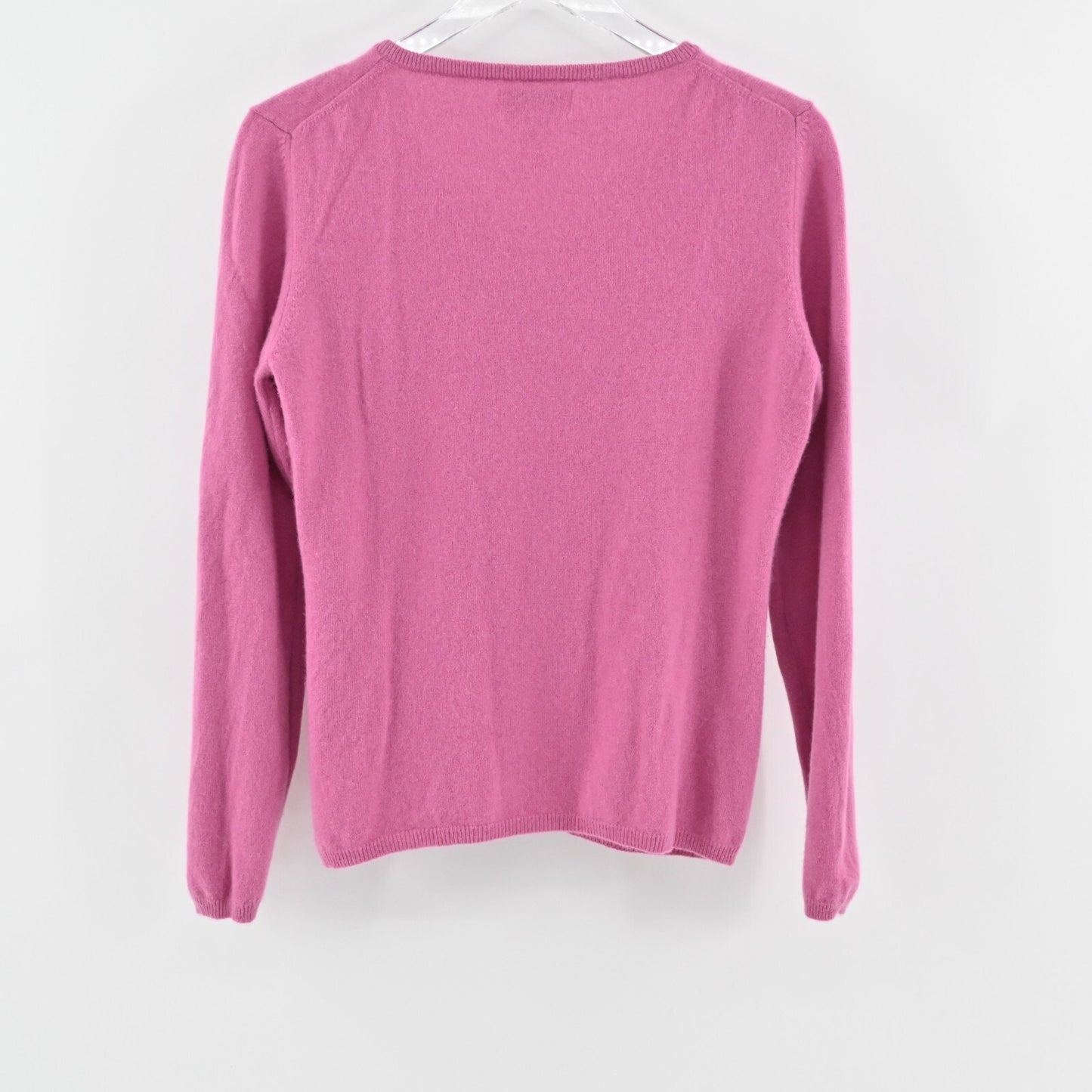 Vtg Womens Pink Cashmere Sweater Size L Knit Classic Preppy V Neck SUTTON STUDIO