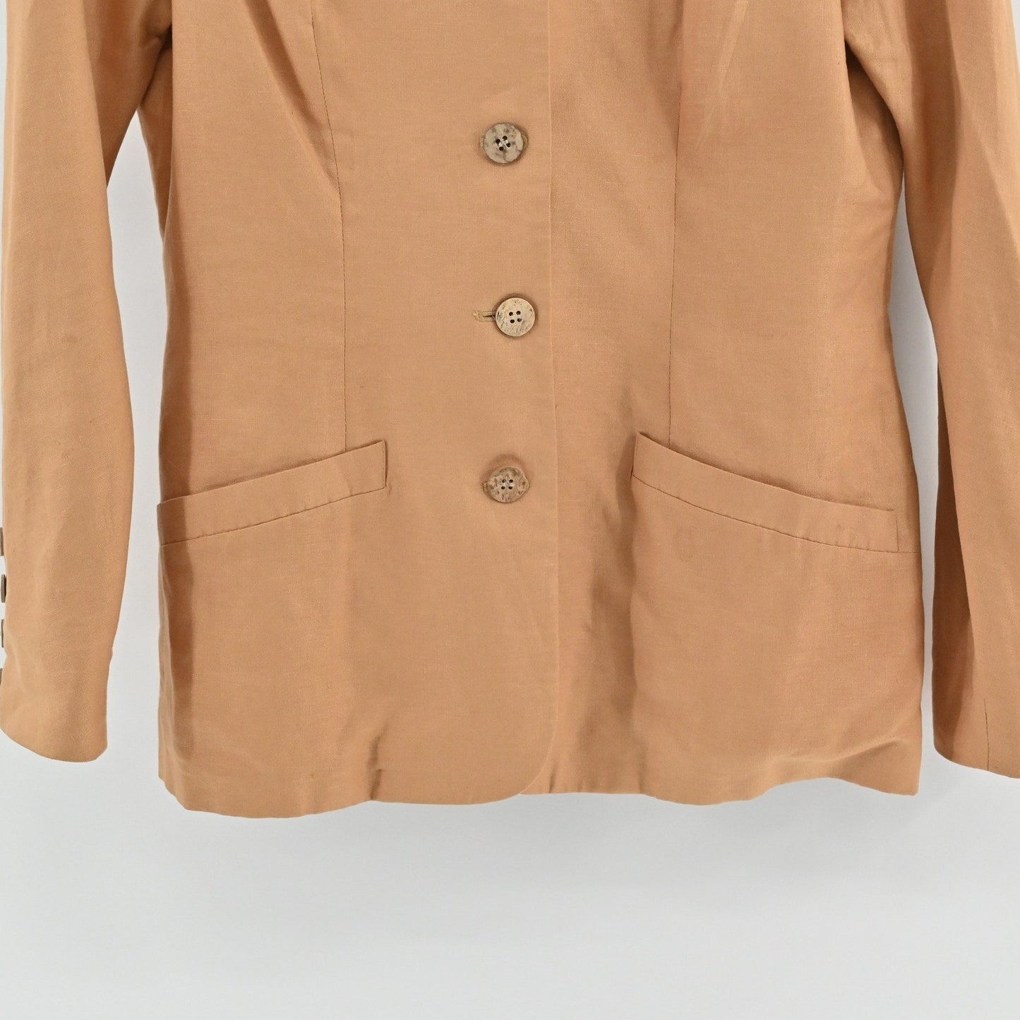 Vtg Womens Linen Blazer Size 6 Quiet Luxury Button Career Ann Tjian for Kenar