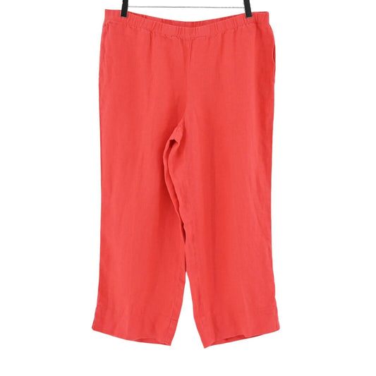 J JILL Pants Womens Sz M Petite Red Linen Pull On Relaxed Cropped Lagenlook