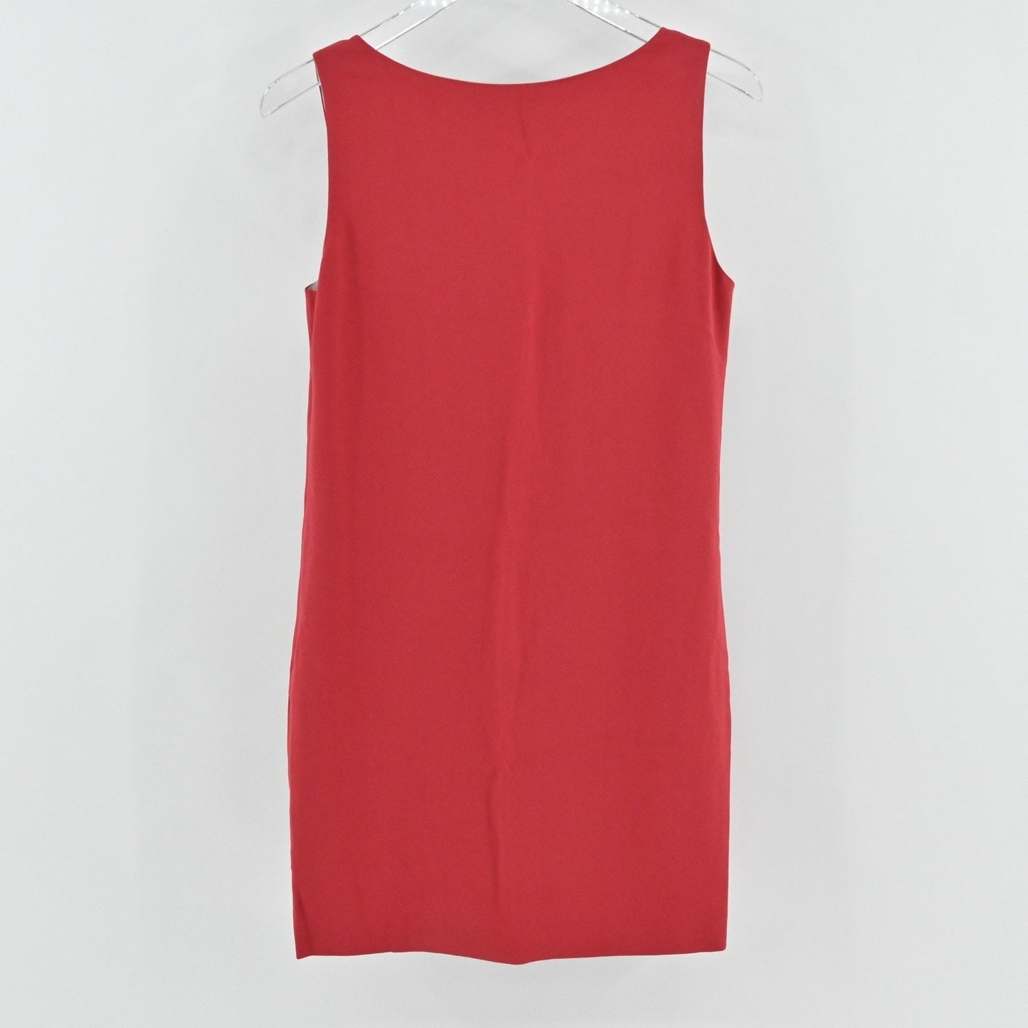 Theory Rosina Crepe Shift Dress Sleeveless Size 0 Red V Neck Career Date Night