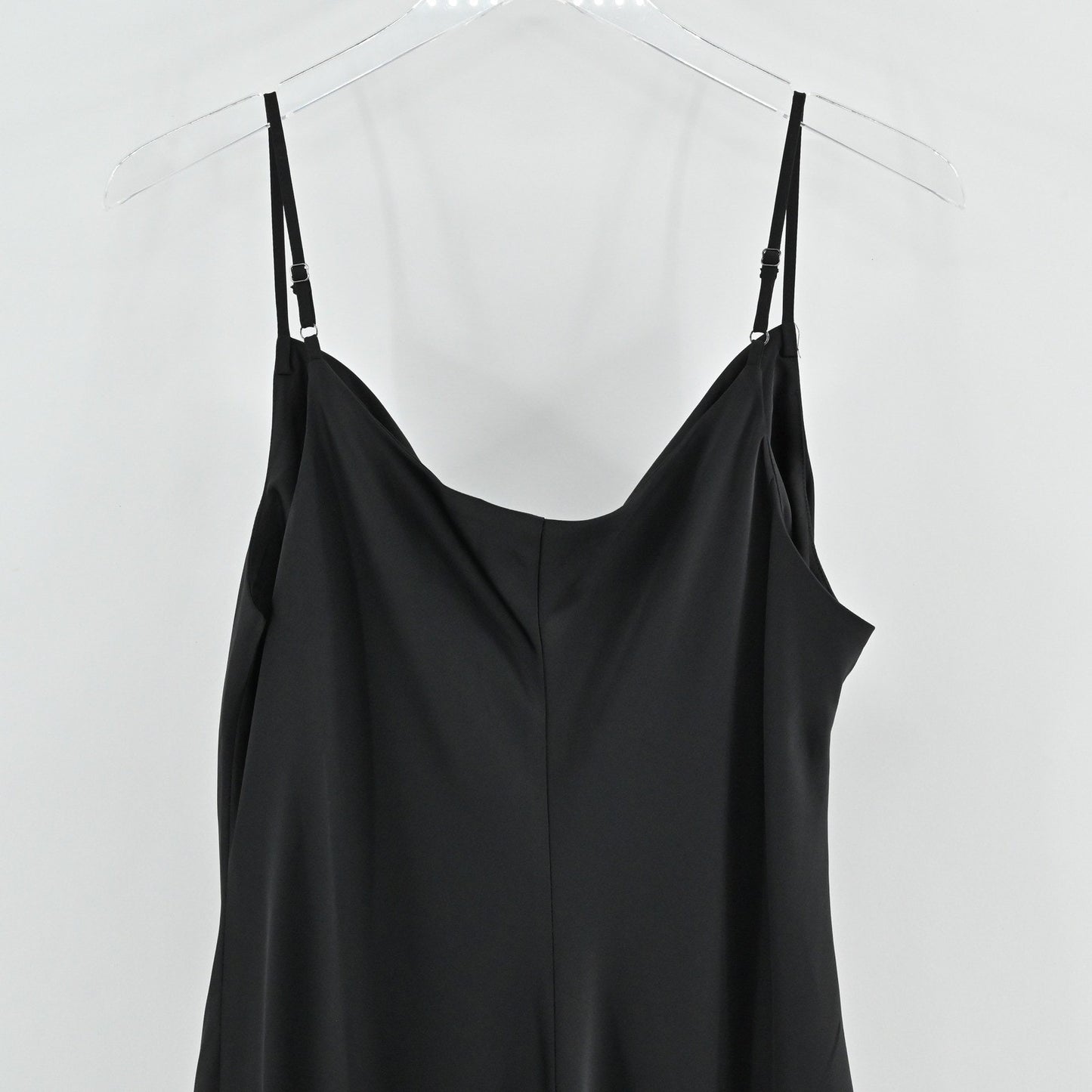 Anne Klein Midi Slip Dress Sz 12 Black Whimsigoth Dark Romantic Satin Cowl Neck