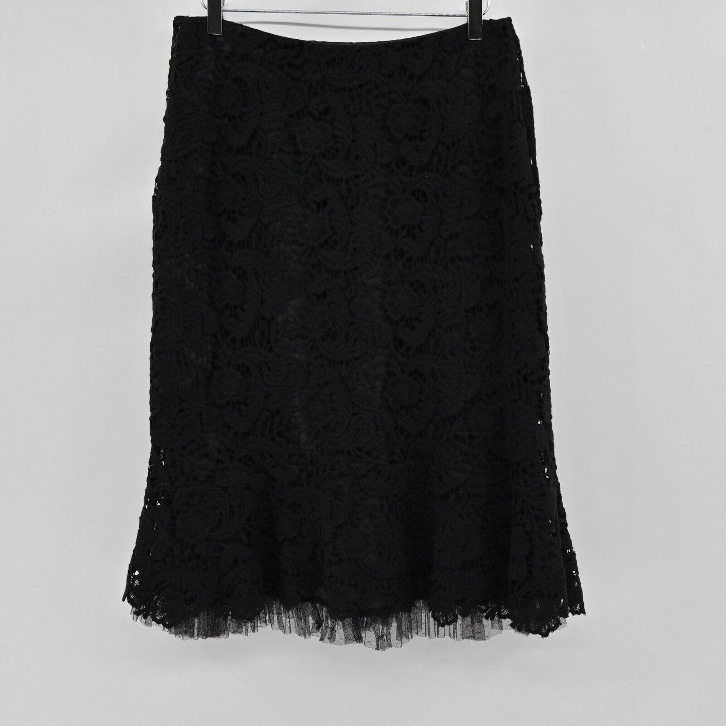 PERUVIAN CONNECTION Skirt Womens Size 8 Black Floral Lace Tulle Knee Length
