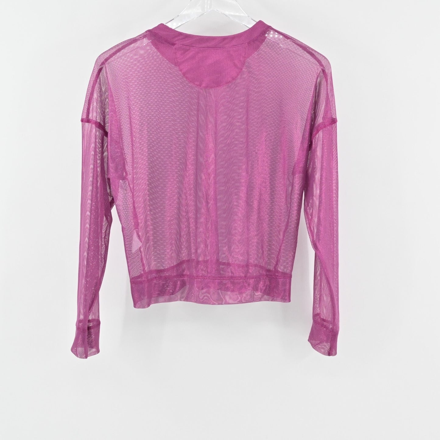 LUCKY IN LOVE Womens Goddess Mesh Top Size XS Passion Pink Sheer Layering Shirt