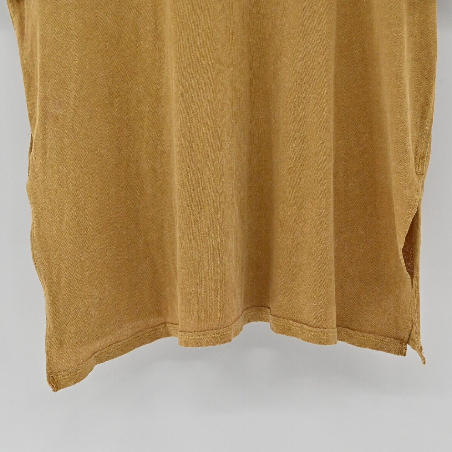 FREE PEOPLE Top Womens Size S Azalea Lace Up Short Sleeve Shirt Mustard Bohemian
