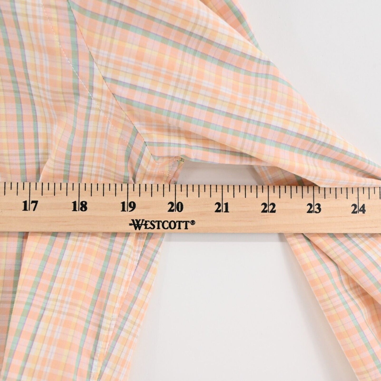 Vtg BROOKS BROTHERS Top Womens Size 10 Orange Cotton Plaid Ruffle Deadstock 70s