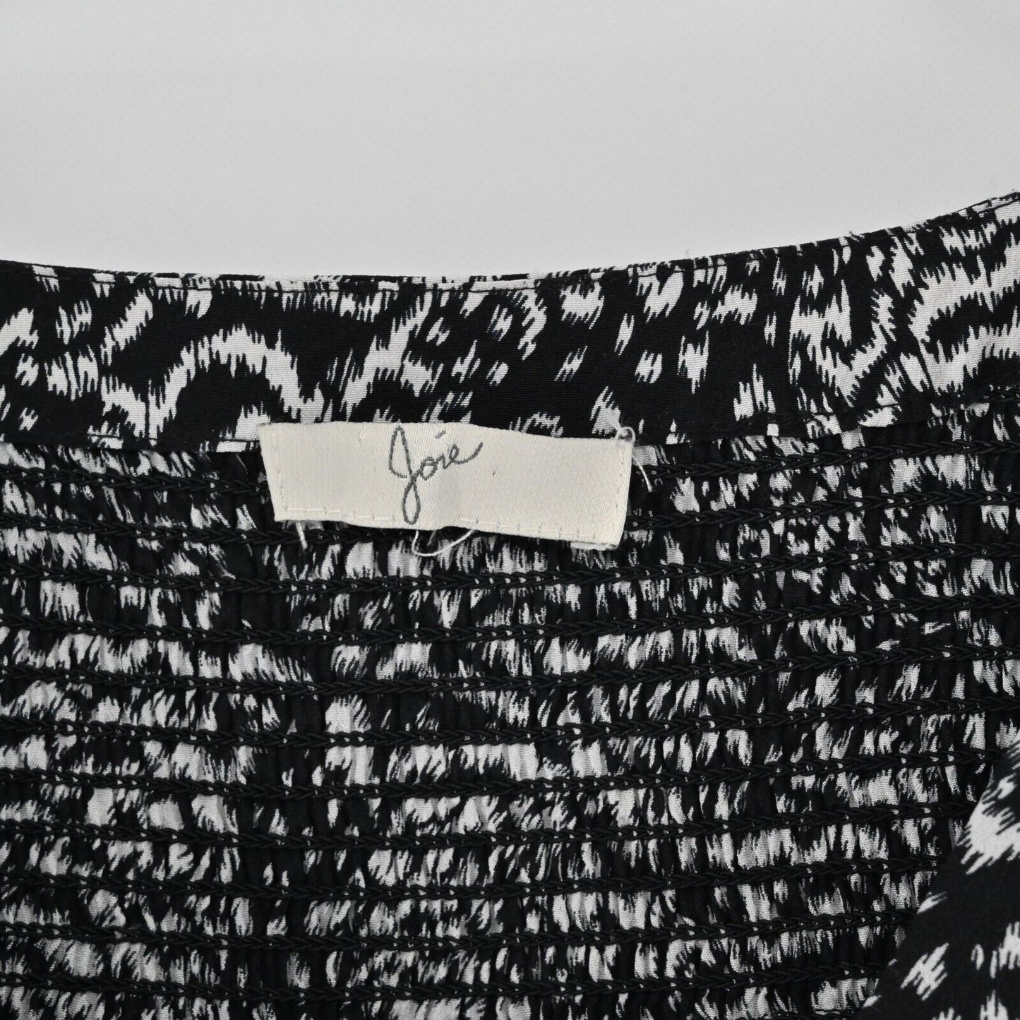 JOIE Top Womens Sz S Padma Silk Brushstroke Animal Print Long Sleeve Black White