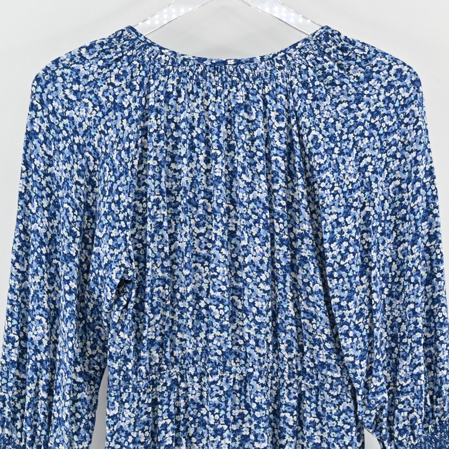 Rails Eliza Drawstring Waist Dress Size M Floral Blue Smocked Boho Chic Romantic